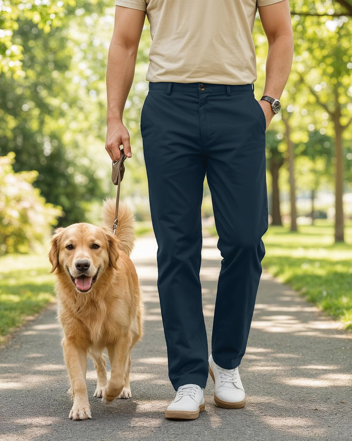 NY Threads Mens Chino Pants Regular Fit Cotton Stretch 4 Pocket Casual Pants - Image 5