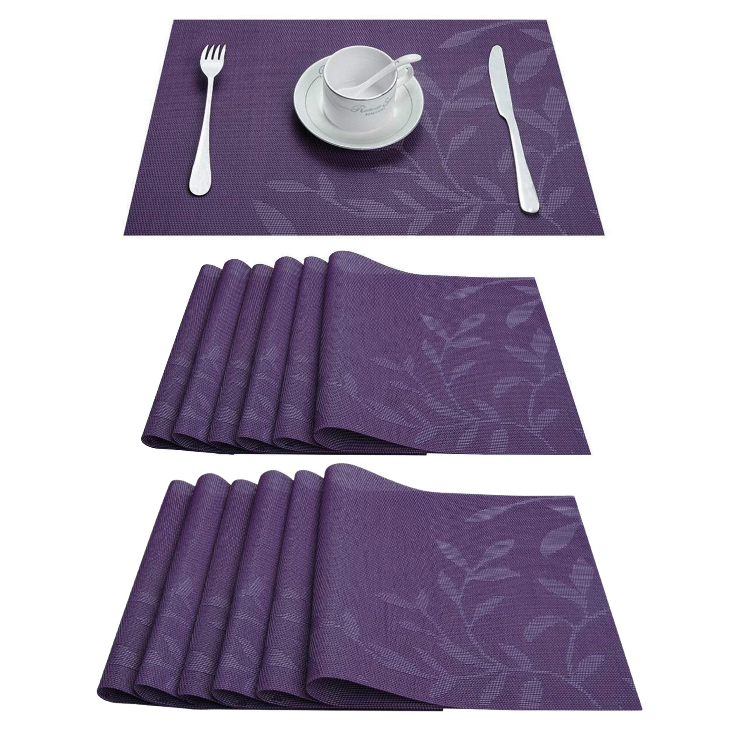 YELONA Rectangular Crossweave Woven PVC Vinyl Non-Slip Insulation Heat-Resistant & Waterproof Stain Resistant Washable Placemat for Dining & Kitchen Table-(Purple,Set of 12) (B0BXLW5J7J) Amazon Price History, Amazon Price Tracker