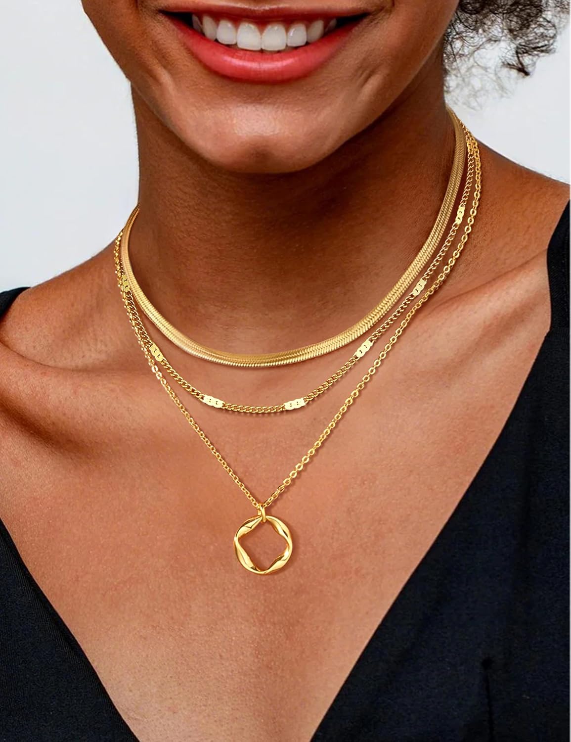 TEN MIRO Imitation Pearl Necklaces for Women Trendy, Dainty 16k Gold Plated Layered Necklaces for Women Gold Plated Necklace Stack Stackable Imitation Pearl Necklace for Women Wedding Prom Jewelry Gifts - Image 6