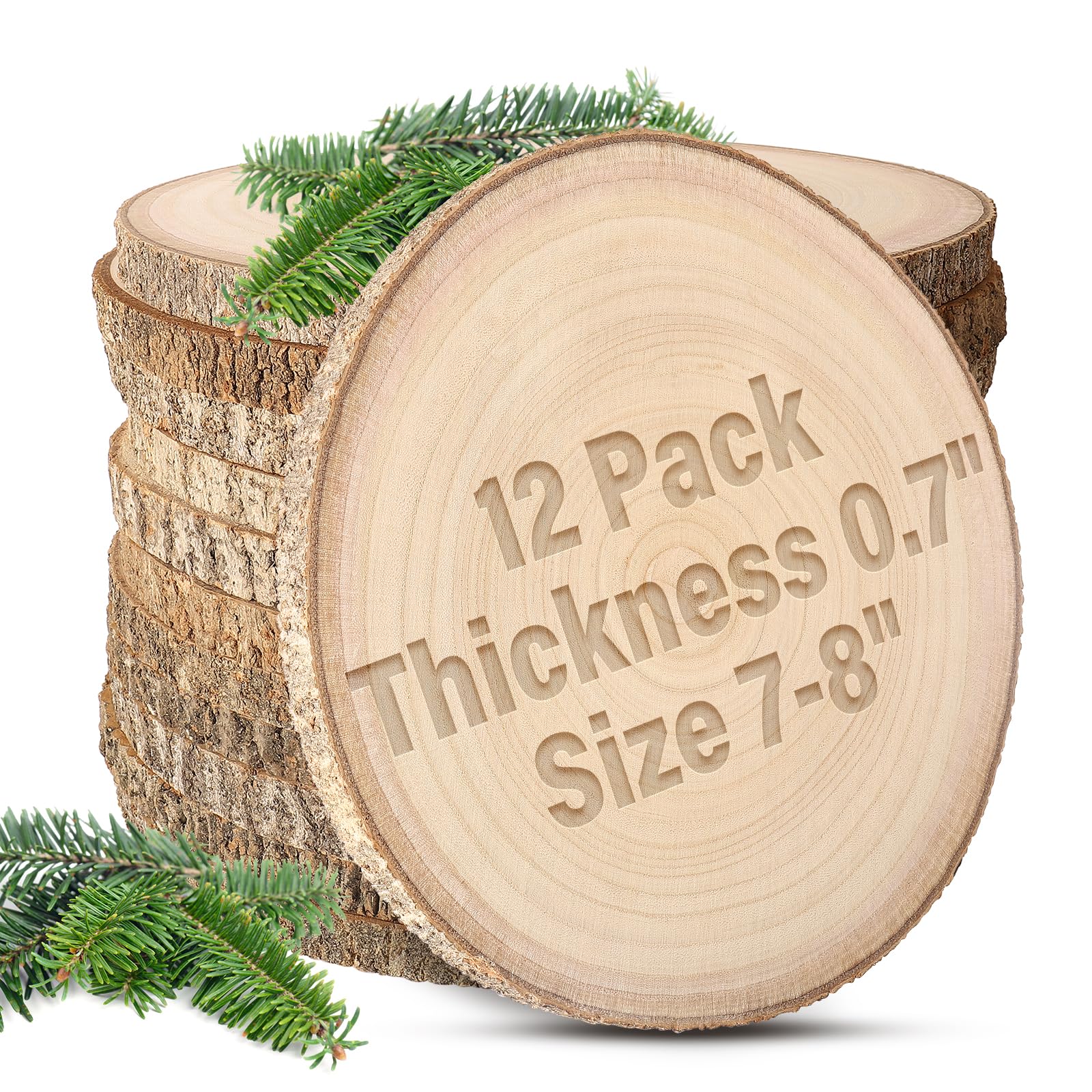Photo 1 of 12pcs Wood Slices for Centerpieces 7-8inchs-Christmas Rustic Wood Circles Wedding Table Decor-Unfinished Baby Shower Wood Rounds for DIY Crafts