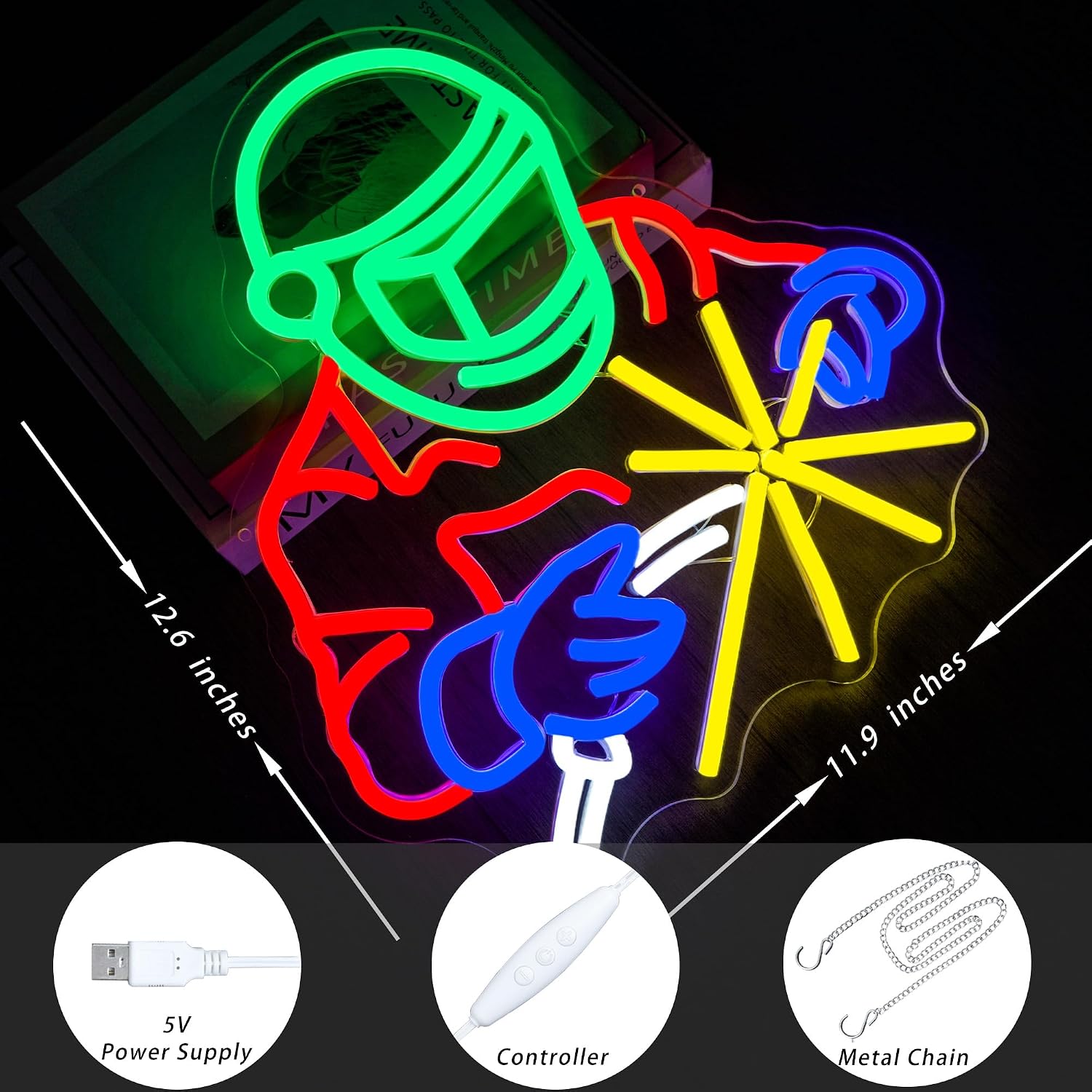 Welder Neon Sign LED Light for Garage Wall Decor Welding Worker Helmet Design Lamp for Workshop Man Cave Bar, welding accessories Wall Art Gift for Dad Mechanic(11.9 * 12.6inch) image 4