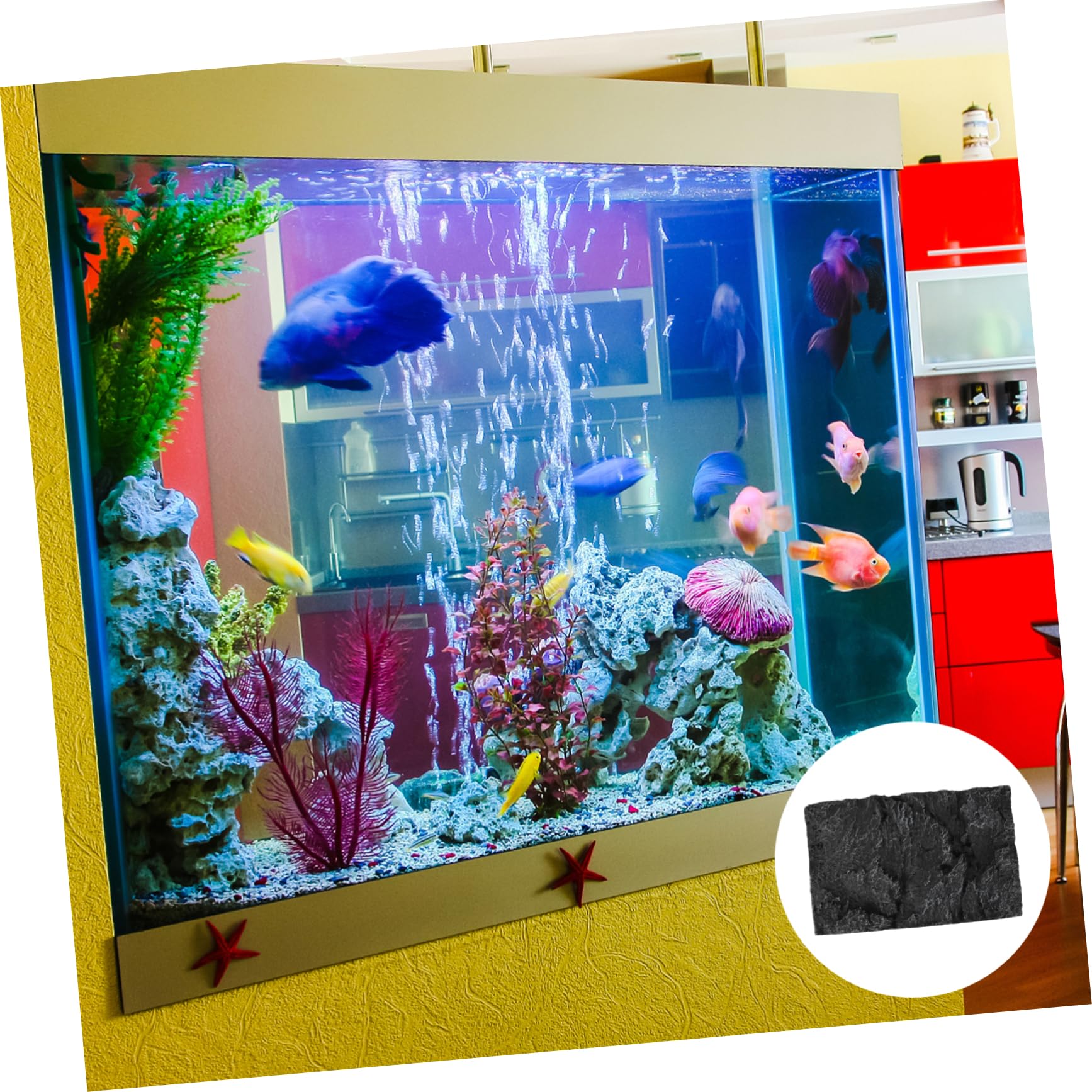 BESPORTBLE Tablero de Fondo para Acuario Piedra Natural bajoplatos Tablero de Fondo 3D de Moda decoración Animal Tablero de Fondo de pecera Placa de Fondo para pecera Tridimensional Decorar