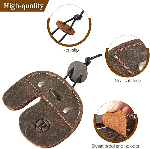 Miniatura 4 de Ringsun Lengüetas de cuero con arco para dedos, hecho a mano, para equipo de práctica de tiro, pestaña de dedos de arco recurvo Derecha