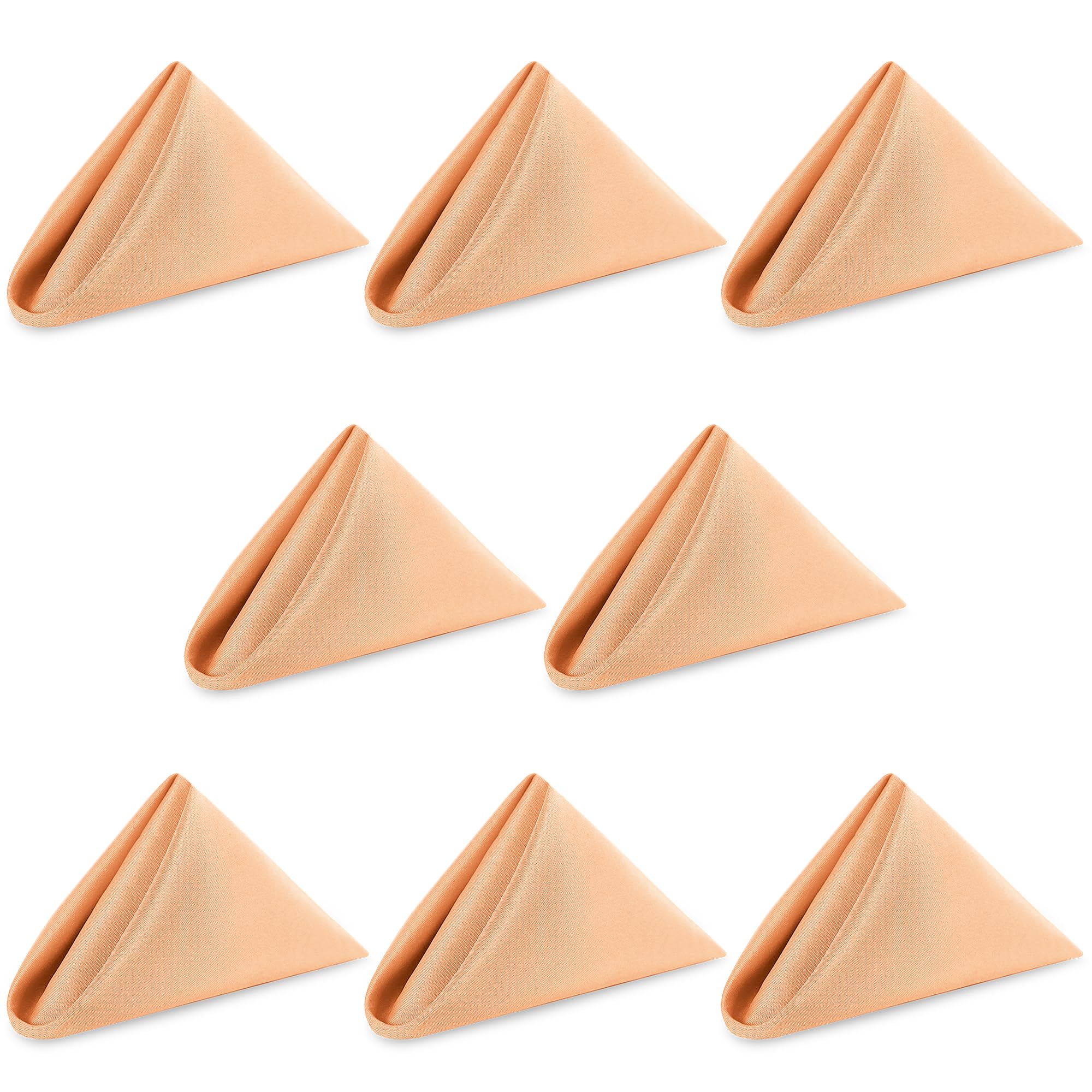 WedDecor 20 x 20 Inch 100% Polyester Cloth Napkins Peach, 8pcs — image 1