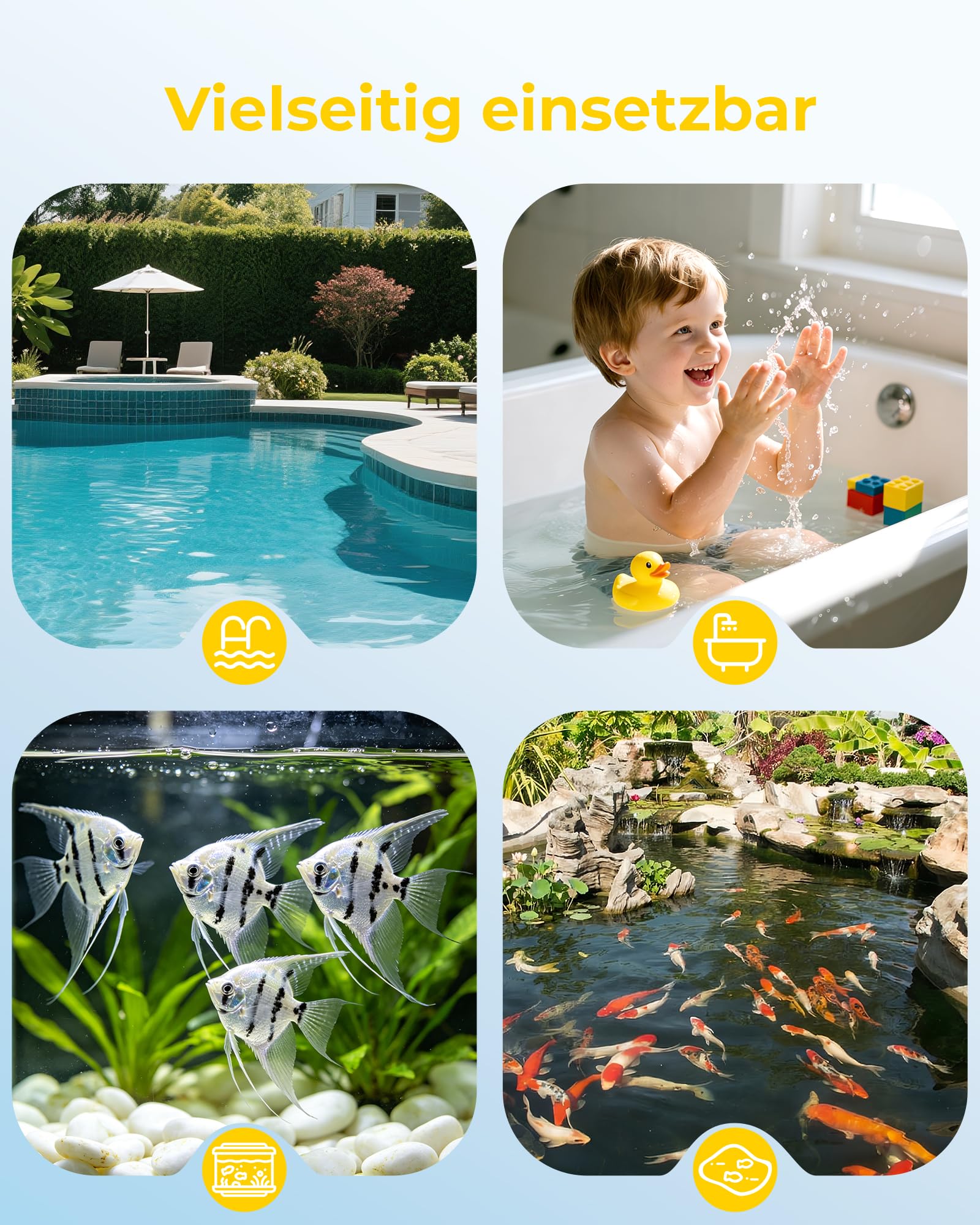 Newentor Funk Poolthermometer - 4-fach Wasserdicht - Antennen-Turbo durchdringt Wände für 100m Reichweite - Schwimmend Wasserthermometer, Perlweiß mit Basisstation