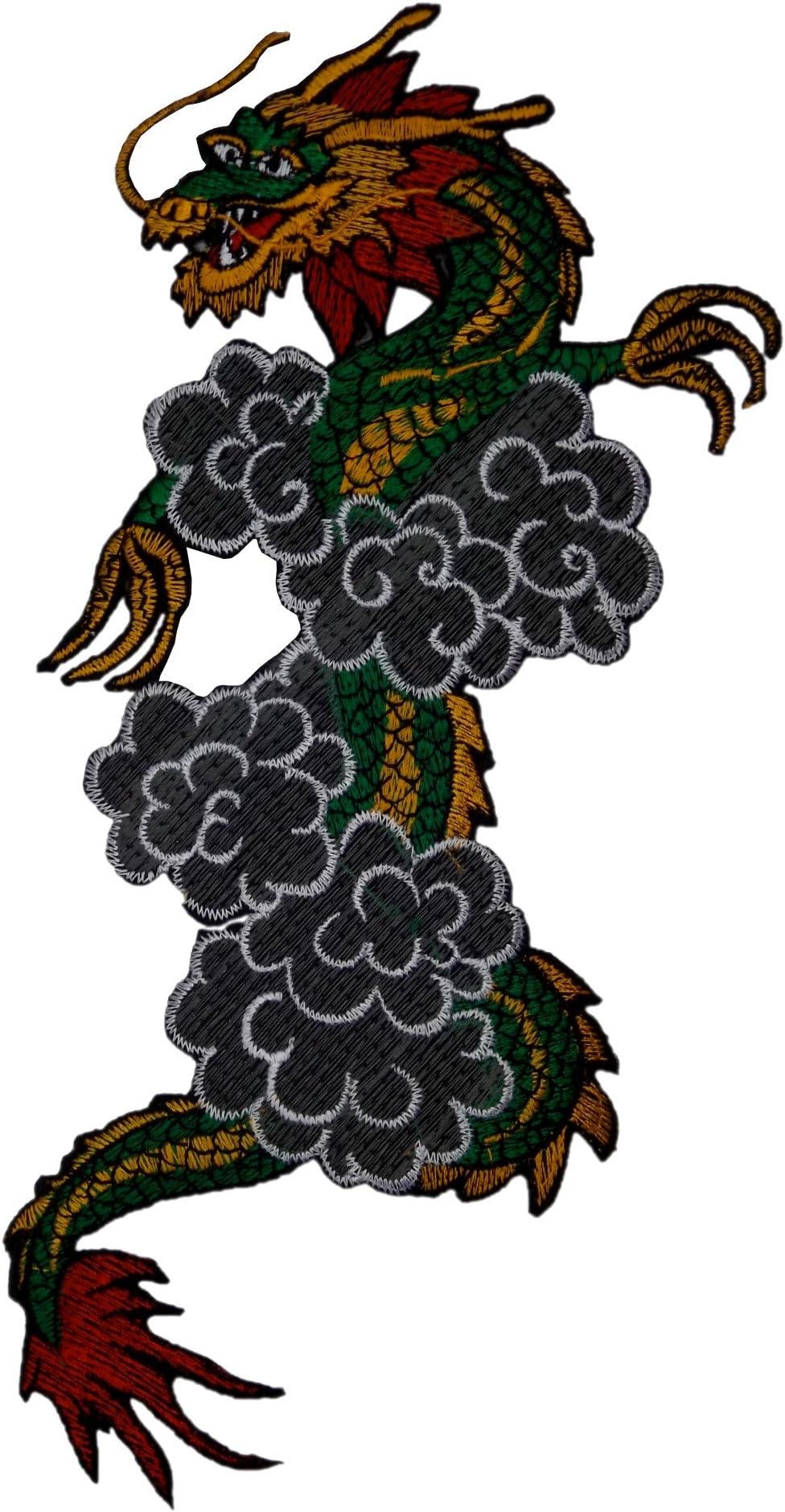 " Chinese Dragon " Big Patch Back Patch Martial Arts Green Red China Japan Boxing 9.84 Inch / 4.72 Inch (Silver)