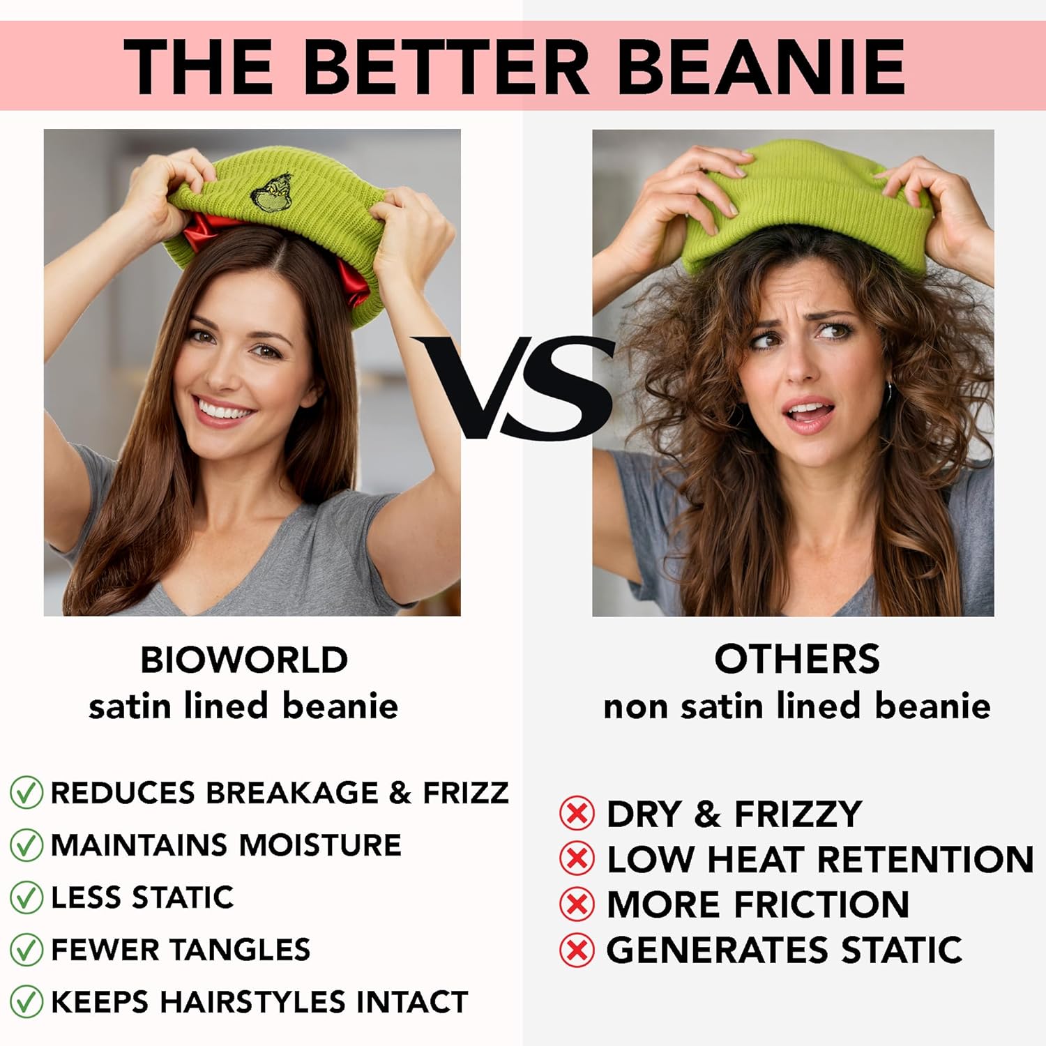 Bioworld Ribbed Satin Lined Knit Cuff Beanie - Image 3