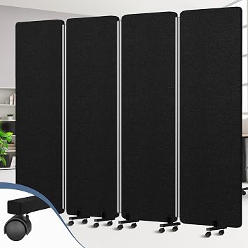 Room Divider Privacy Panel, 4 Panel Acoustic Wall Partition,Sound Dampening | Folding Completely & Save Space, Noise Canceling Cubicle, 8 FT Wide Room Partition Wall for Indoor Bedroom, Office, Hospital