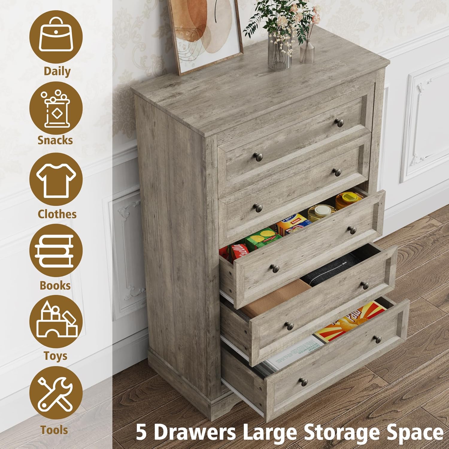Bedroom Sets, Include 9 Drawer Dresser, and Nightstand Set of 2 with Charging Station (Grey Sets, 3 Pieces)