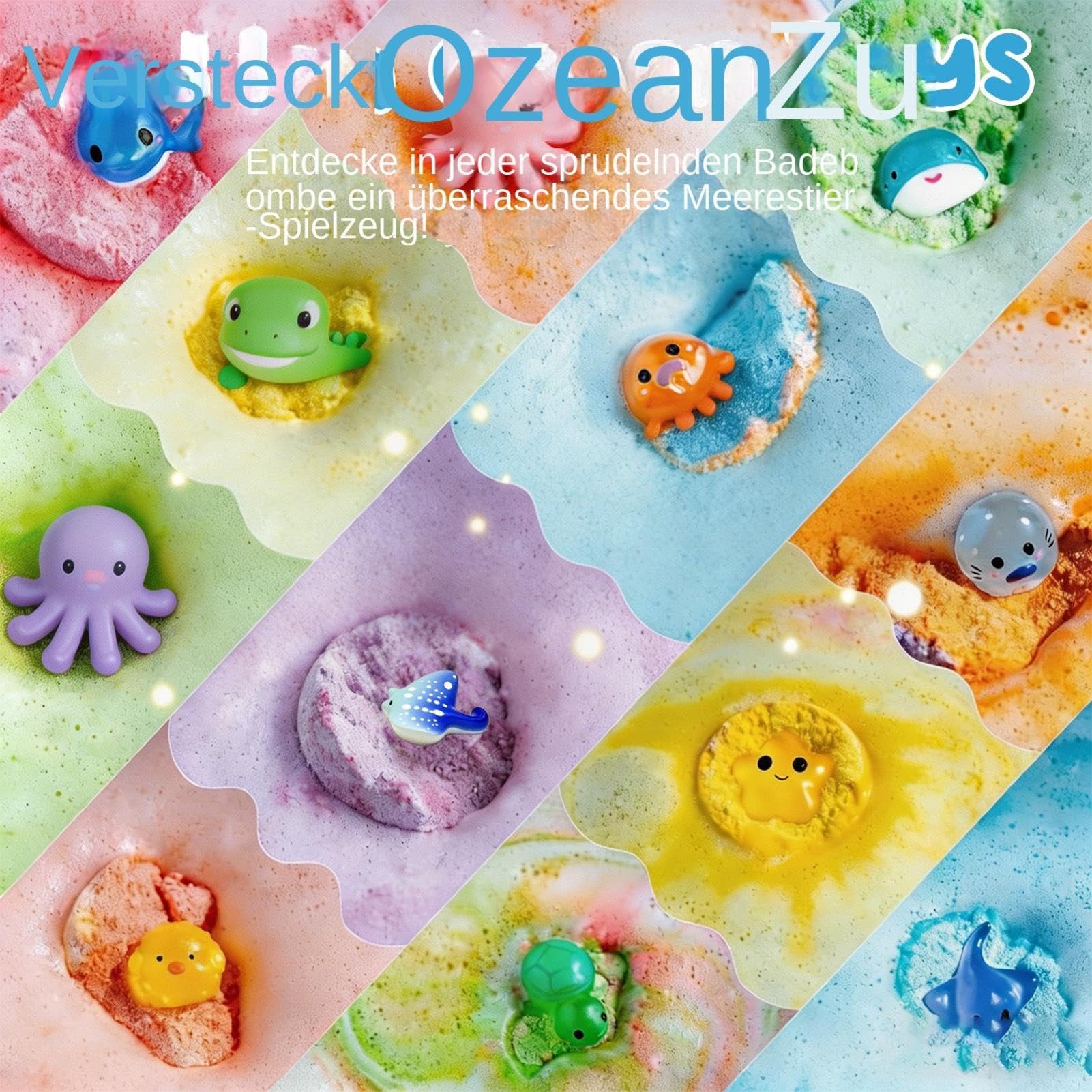 Bubble Bath – Scented Bath Salt Foam Balls with Toys, 12-częściowy zestaw relaksacyjnych bomb fizzy dla dzieci, kobiet i mężczyzn, rodzinnych, spa, do domu, na podróż lub do samodzielnej pielęgnacji