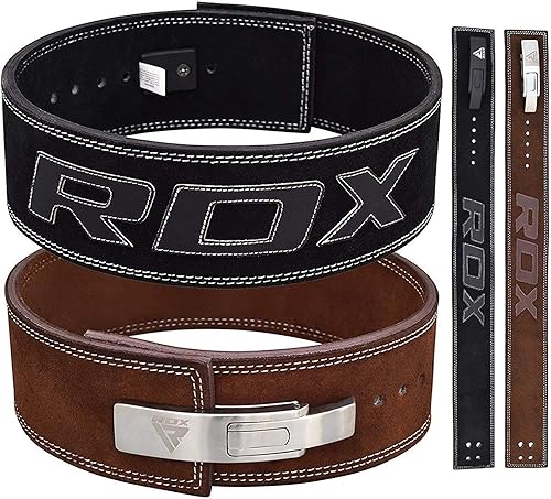 RDX Cinturón de levantamiento de pesas para formación de piel de vaca ejercicio, culturismo, negro