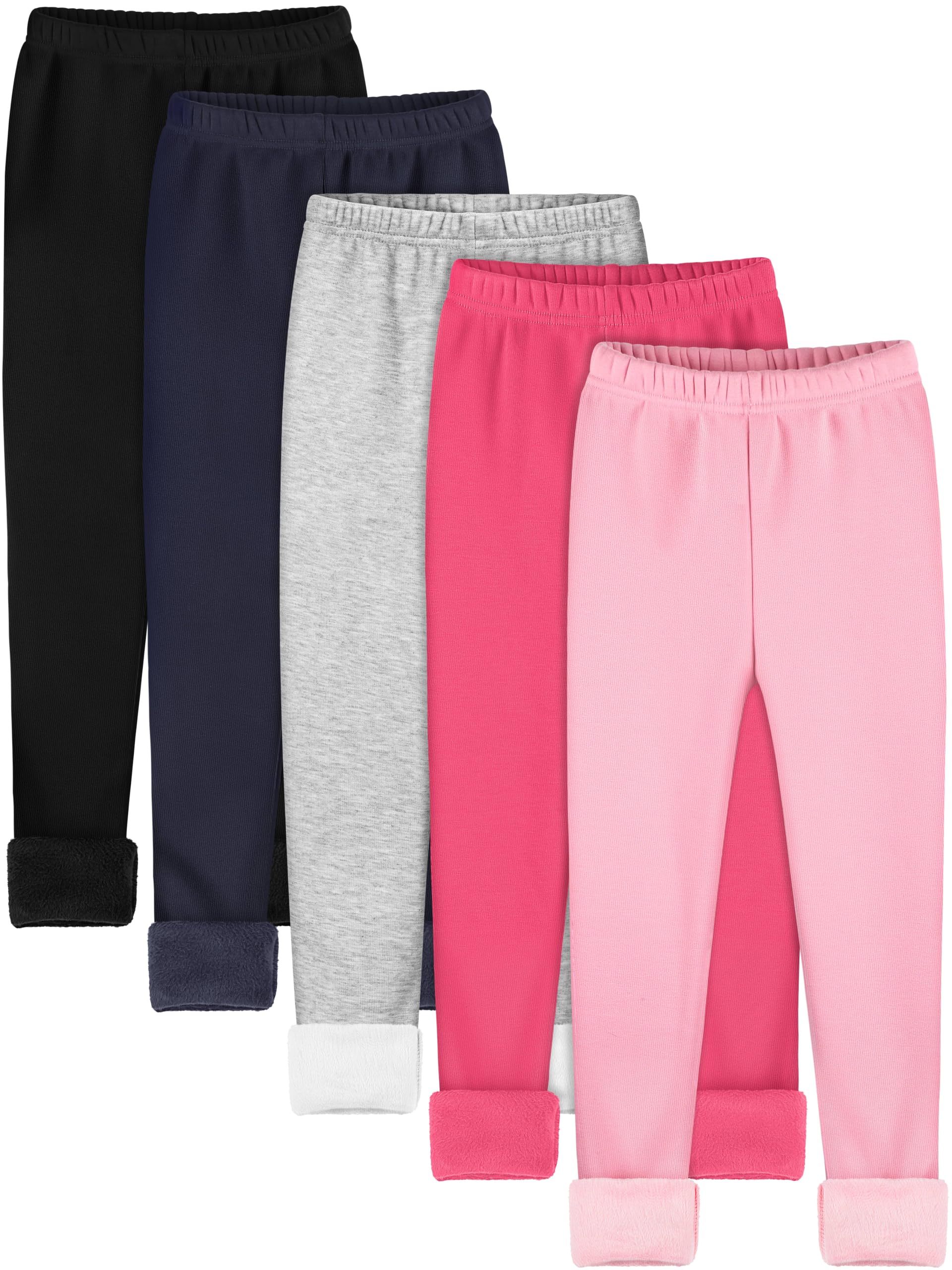 5 Pack Girls Fleece Lined Leggings Winter Warm Leggings for Girls