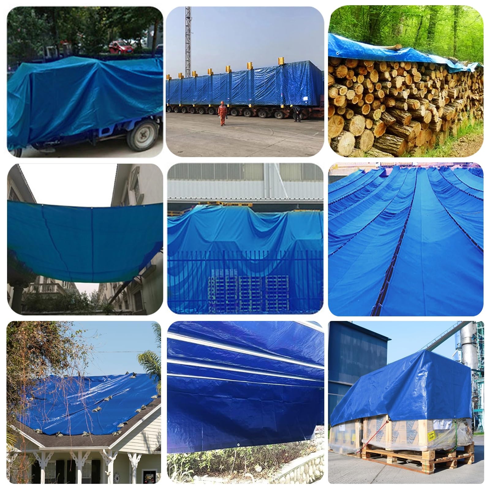 Bâche Bois Haute Performance 1 x 5 m 200G M² PE Bâche, Imperméable Résistante Aux Déchirures UV Intempéries Toile de Protection pour Terrasse, Balcon, Jardin, Bleu