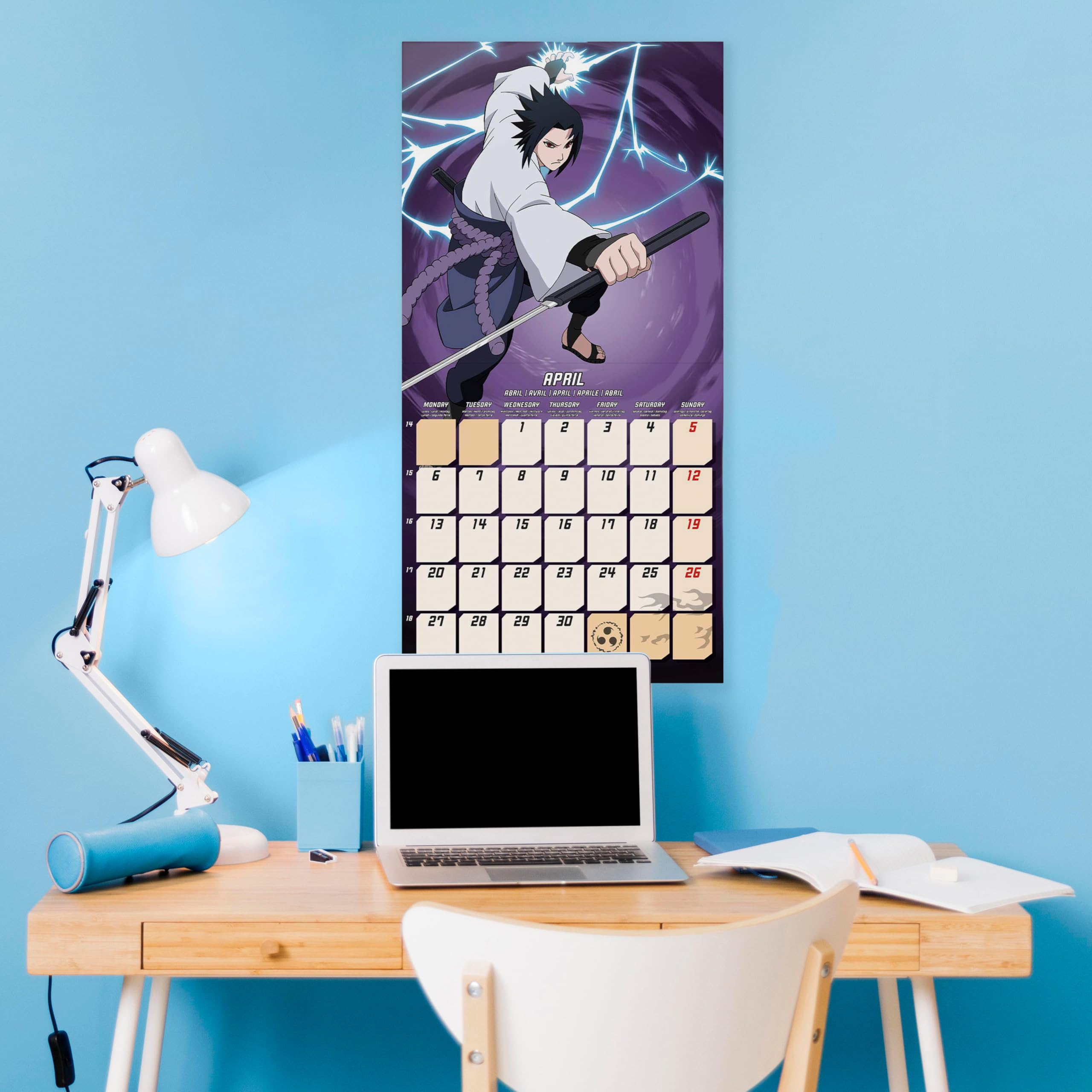 Calendrier Mural 2026 Naruto - Format 30x60 Cm, Papier 140g - De Janvier à Décembre, Multilingue
