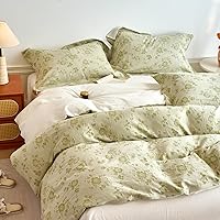 Vista 42 de 3 piezas de juego de funda de edredón tamaño individual XL, funda de edredón blanca con estampado floral azul, ropa de cama coquette de algodón