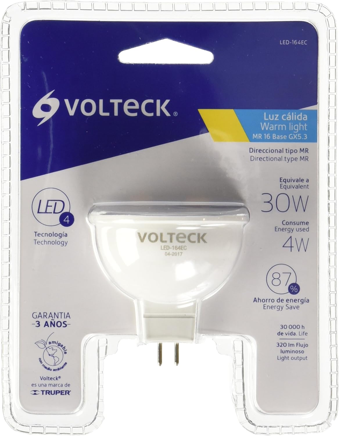 Volteck LED MR16 4W Warm Light Lamp packaging front