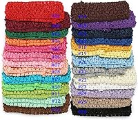 QandSweet 26-Pack Baby Girl Stretch Satin Headbands - Crochet Stretchy Hair Bands for DIY Flowers & Bows