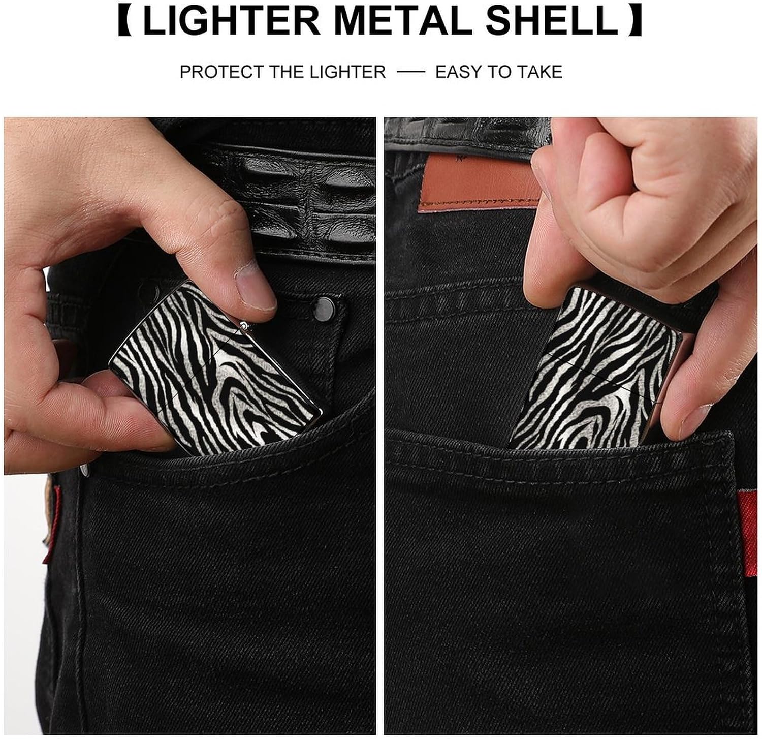 Black and White Zebra Print Lighter Case Cover Lighter Shell