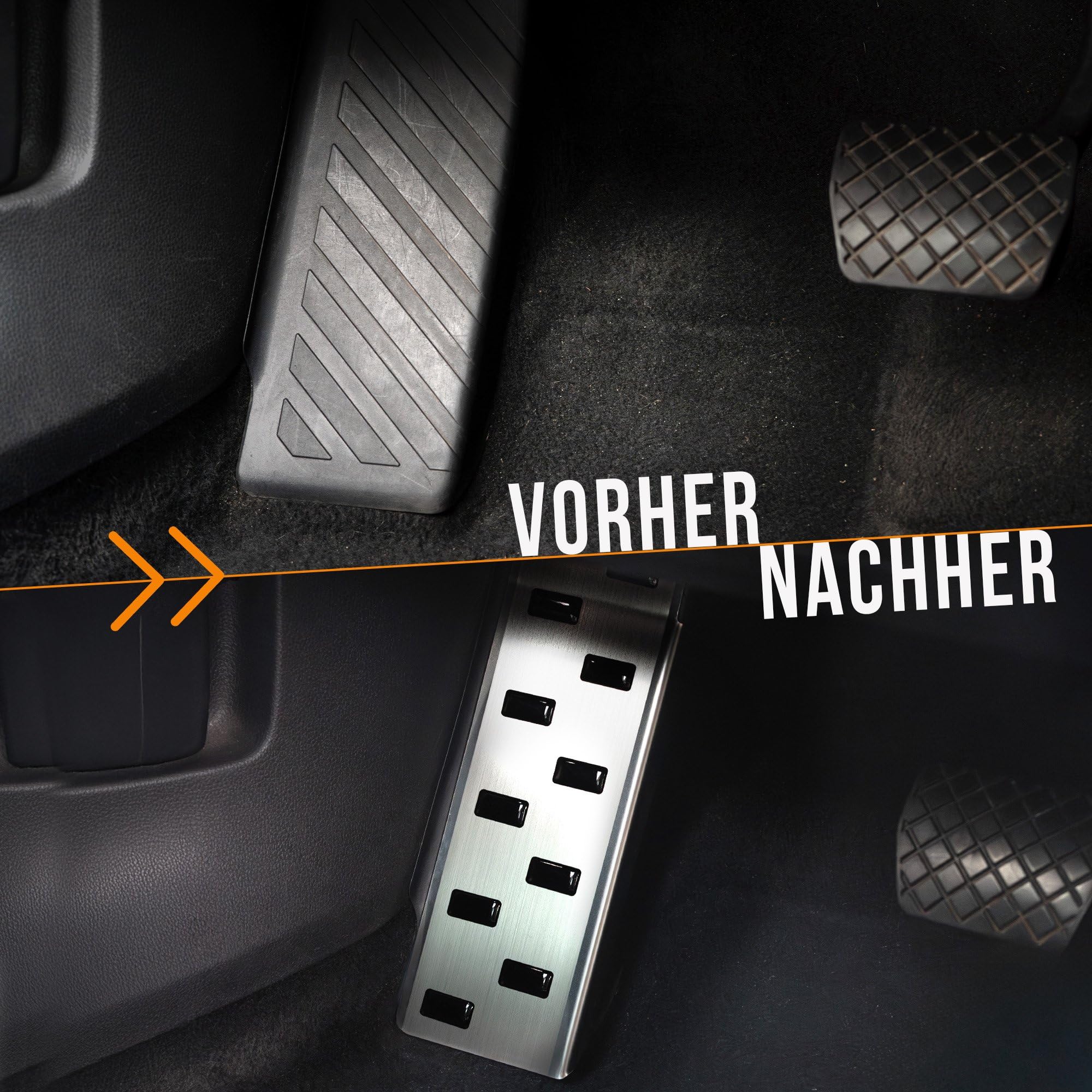 CHROMEMASTER | Fahrer-Fußstütze aus Edelstahl – Rutschhemmende Fußablage, ohne Bohren, Kompatibel mit SEAT Arona 2017+; Autozubehör: Schutz- & Zierauflage – Fersenschutz