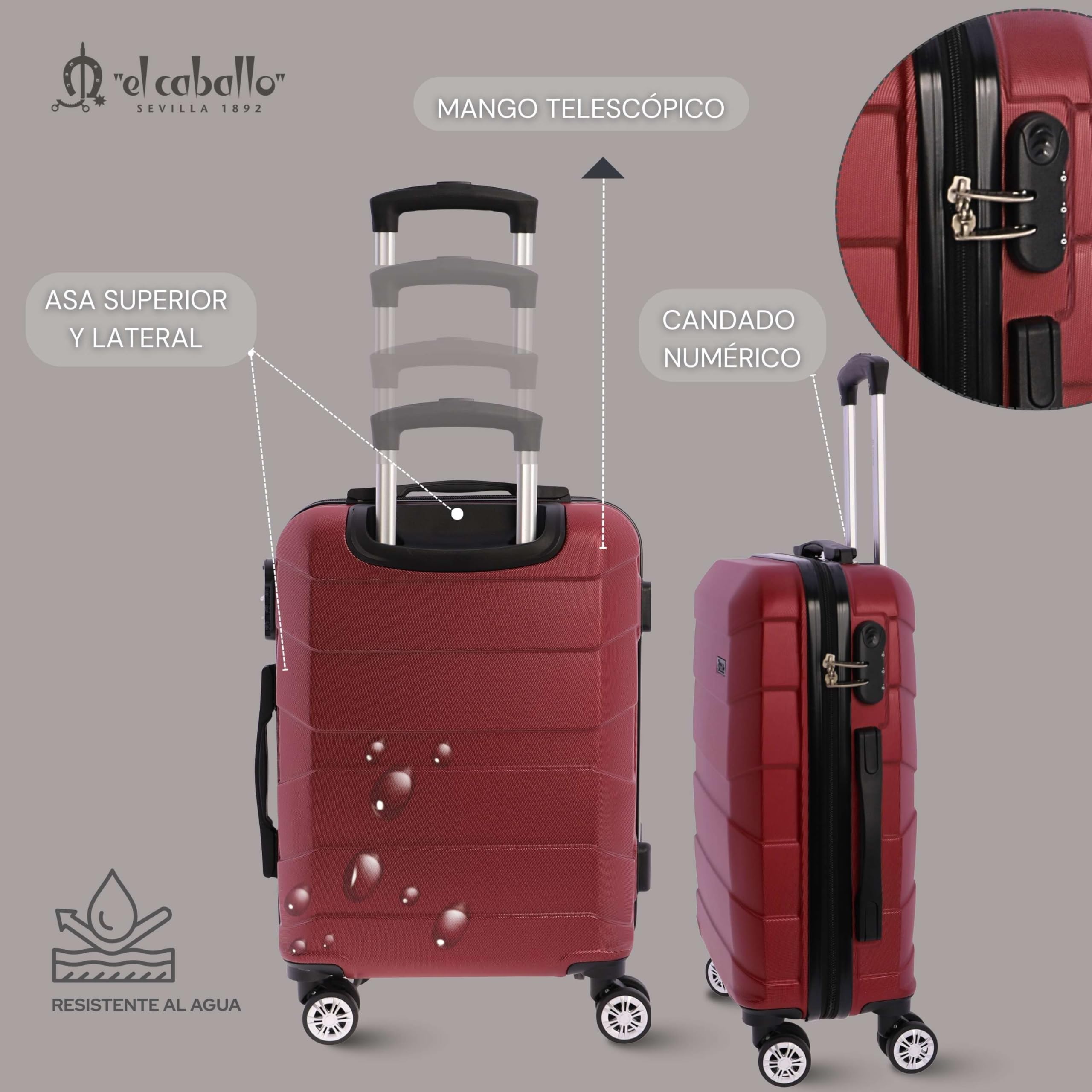 EL CABALLO - Maleta Cabina 55x40x20- Maletas de Viaje - Maletas de Viaje Cabina Apta para Ryannair- Trolley Equipaje para Avion Resistente con 4 Ruedas de 360º y candado numérico