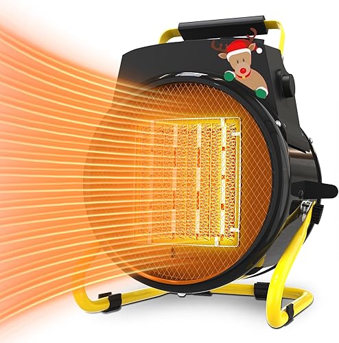 SEEYANG Calentador eléctrico portátil, calentador de espacio al aire libre de 1500 W con 3 modos, calor rápido PTC 3S, termostato con protección