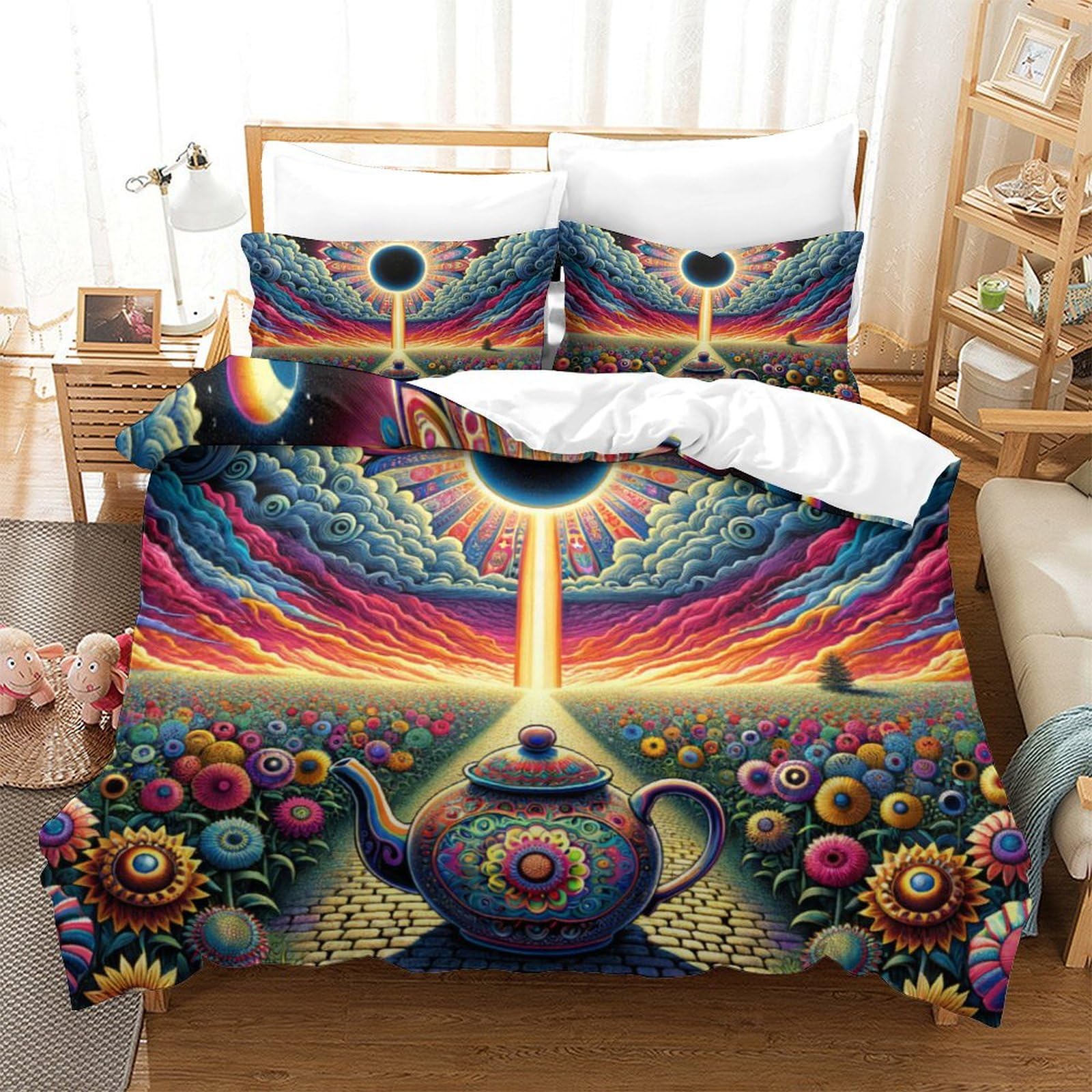 Housse de couette théière 3D pour une ambiance de chambre cocooning et relaxante en microfibre