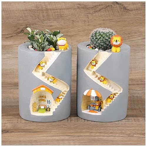 Vista 16 de Segreto - Macetas creativas para plantas suculentas, contenedor de pinceles, decorativas para escritorio, jardín, sala Familia de fuentes Hedgehog