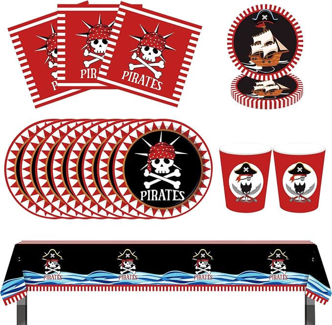 Mesa pirata para 8 invitados con mantel
