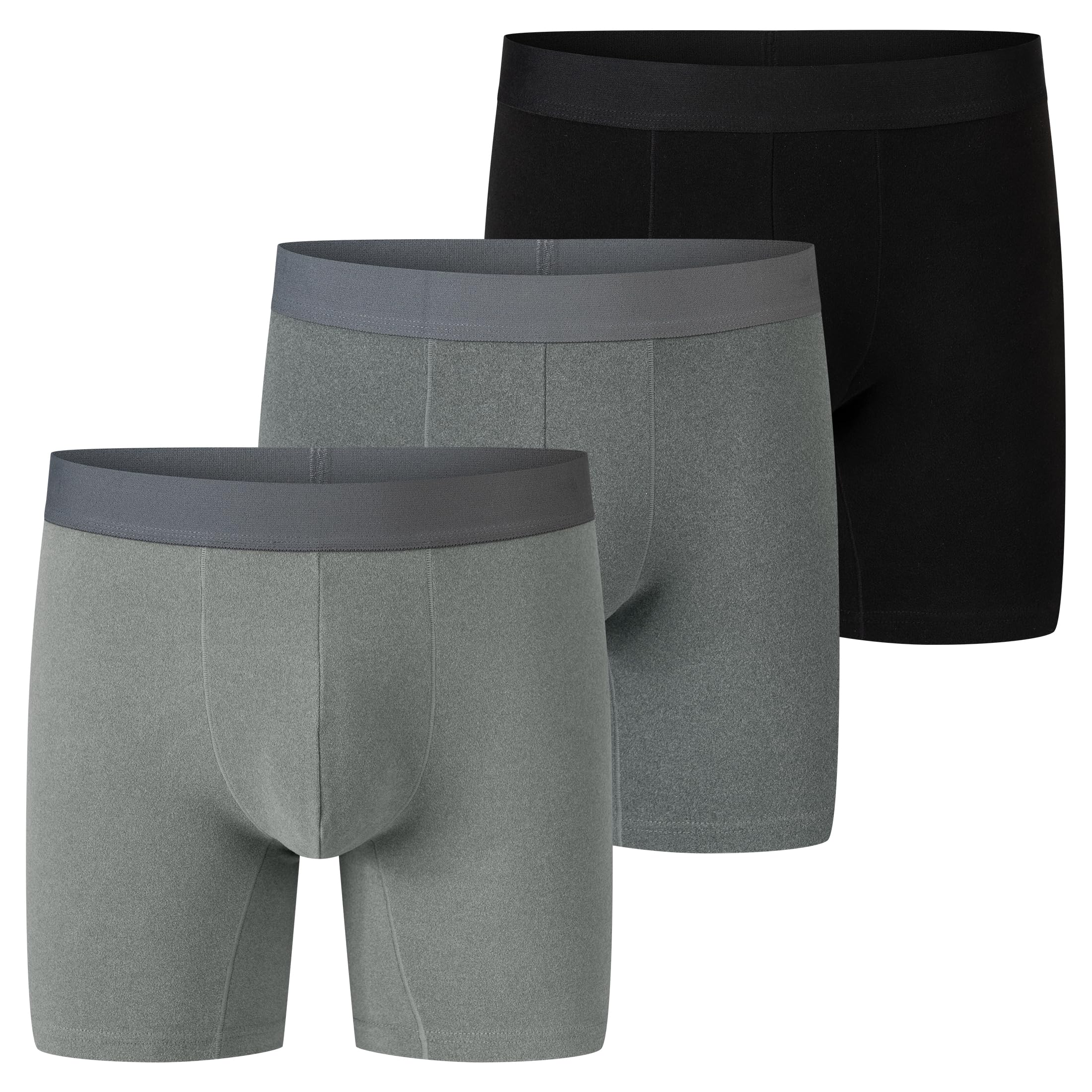 Mens Plush Lined Boxer Briefs Thermal Underwear Regular Leg with Ultra Soft Fleece Breathable 3-Pack