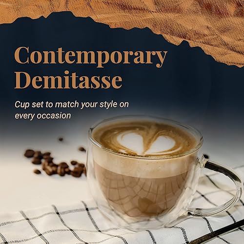 Miniatura 6 de Tazas de café de vidrio aislado de 8 onzas, tazas de doble pared con asa, perfectas para café, expreso, latte, lungo o té, cristalería resistente al
