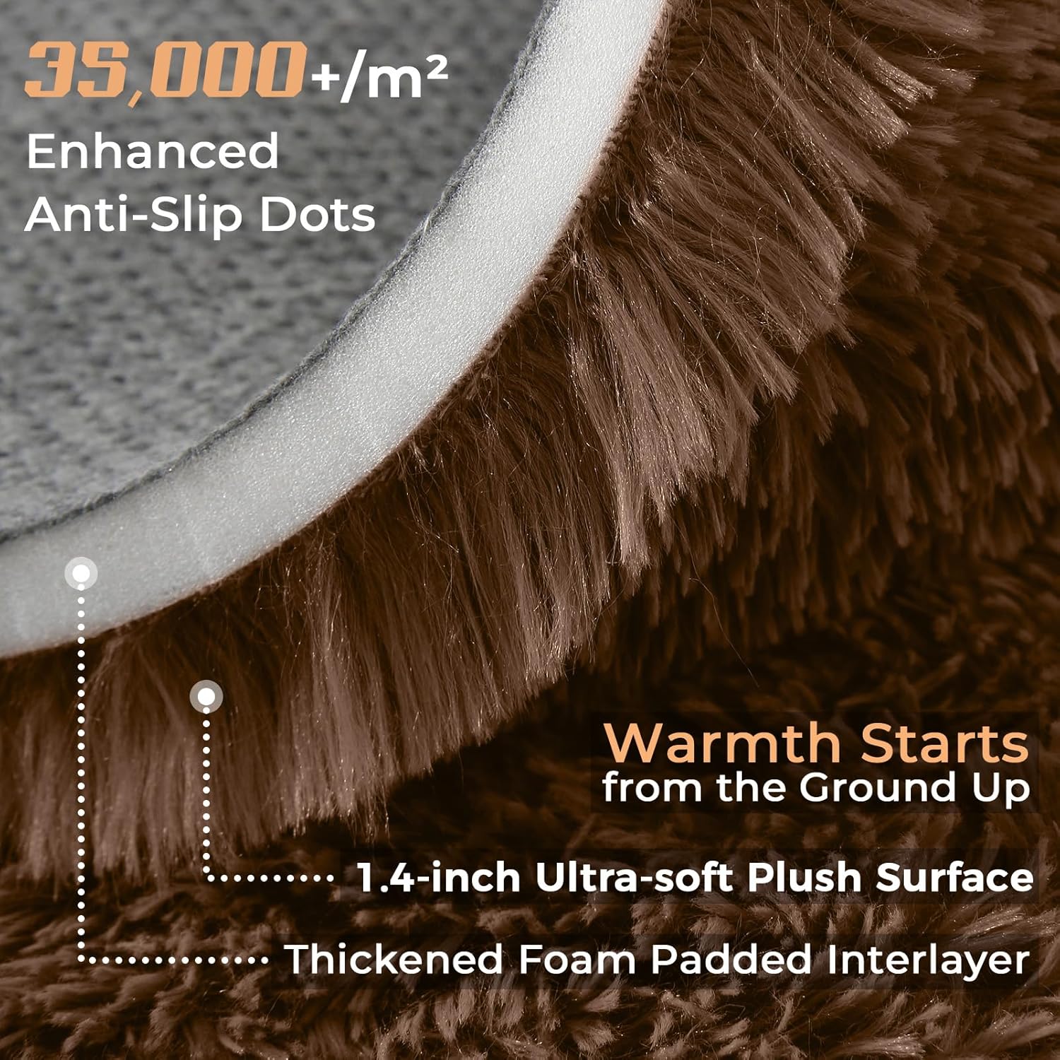 OPPODREAM 5x7 Brown Rugs for Bedroom, Ultra-Soft Fluffy Area Rugs for Living Room, 5 x 7 Shag Carpet for Nursery, Kids, Girl, Boy, Baby, Plush, Fuzzy, Shaggy, Cute Home Decor