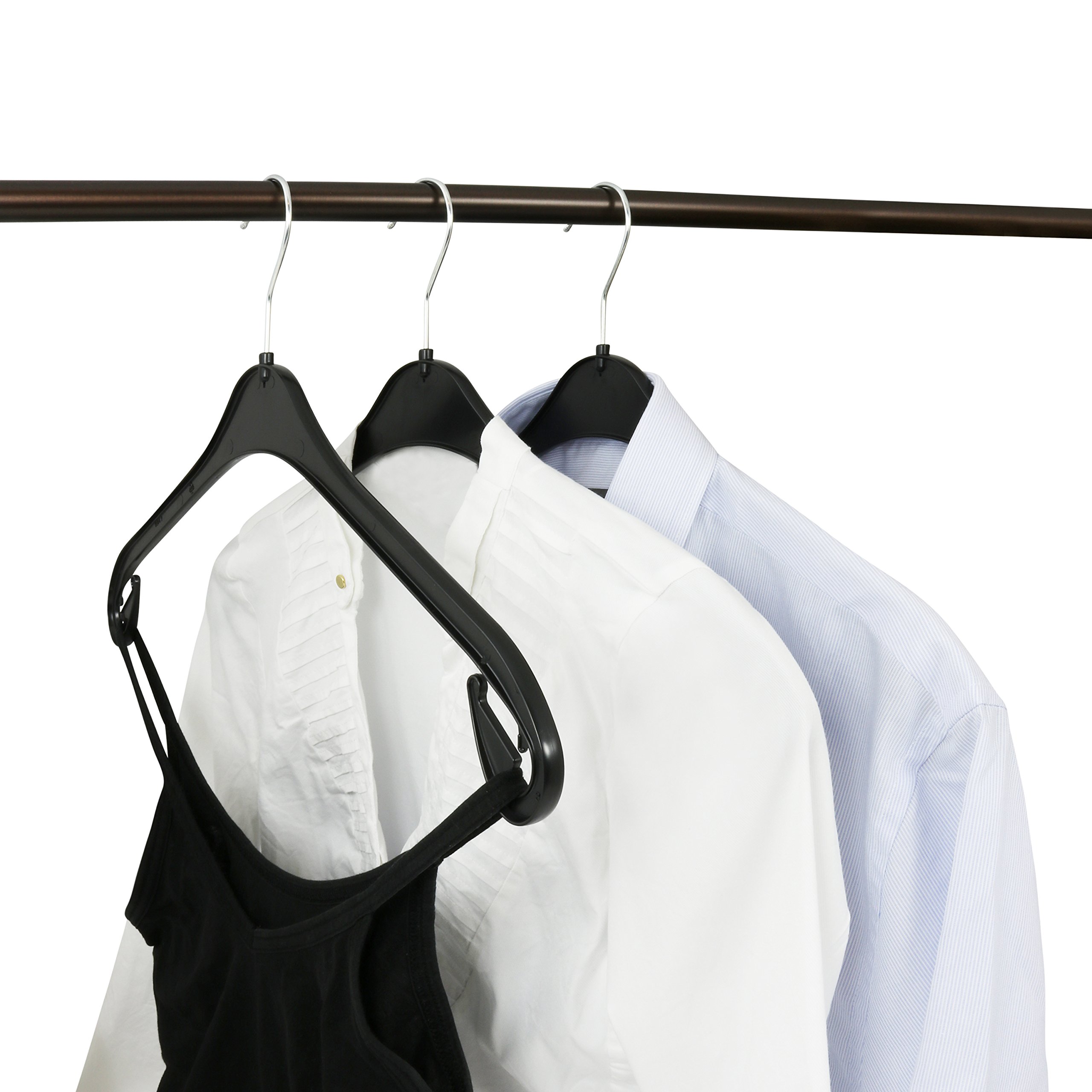 50 Stück Kleiderbügel Schwarz - Platzsparende Garderobenbügel 43cm