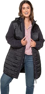 Ulla Popken Women's Quilted Jacket with Softshell Insert