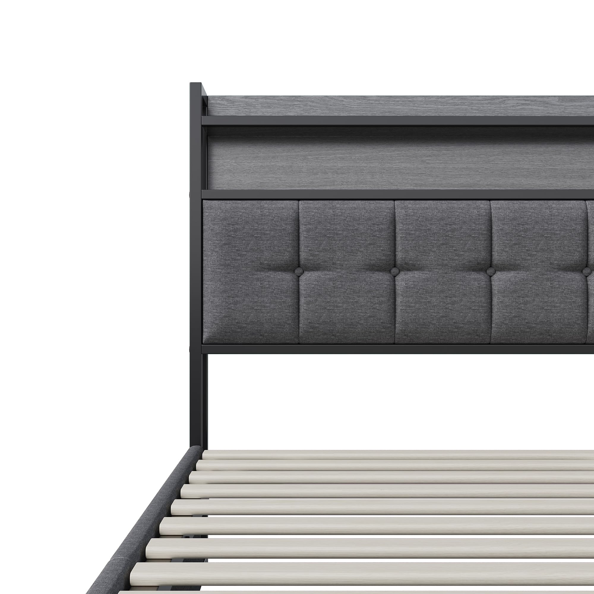 Letto imbottito 160 x 200 cm con Luci LED e Contenitore, letto matrimoniale con USB,letto imbottito con capacità idrauliche, 2 persone, per Adulti e Adolescenti