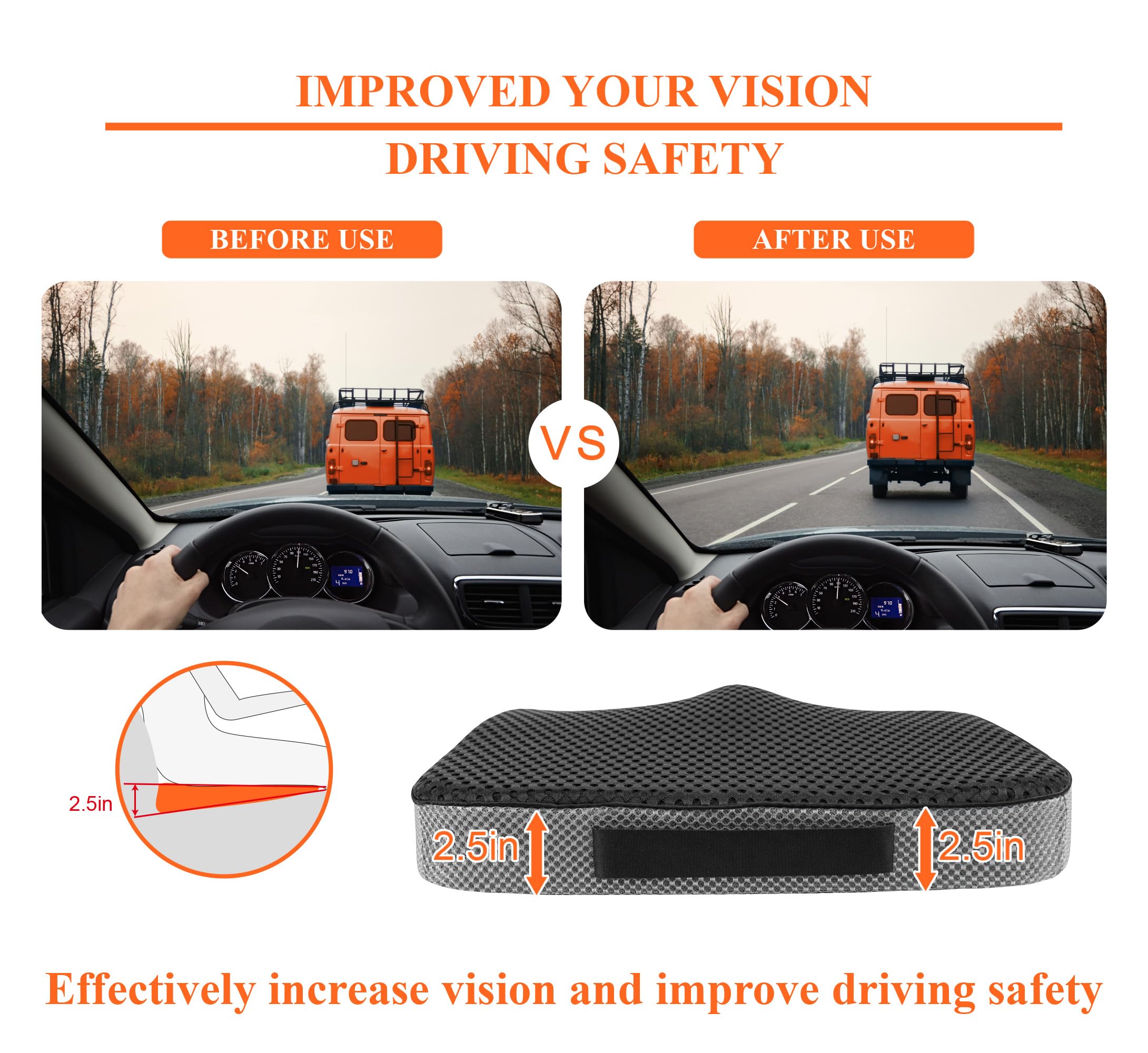 kingphenix Coussin de siège de voiture en mousse à mémoire de forme pour un confort de conduite et une utilisation