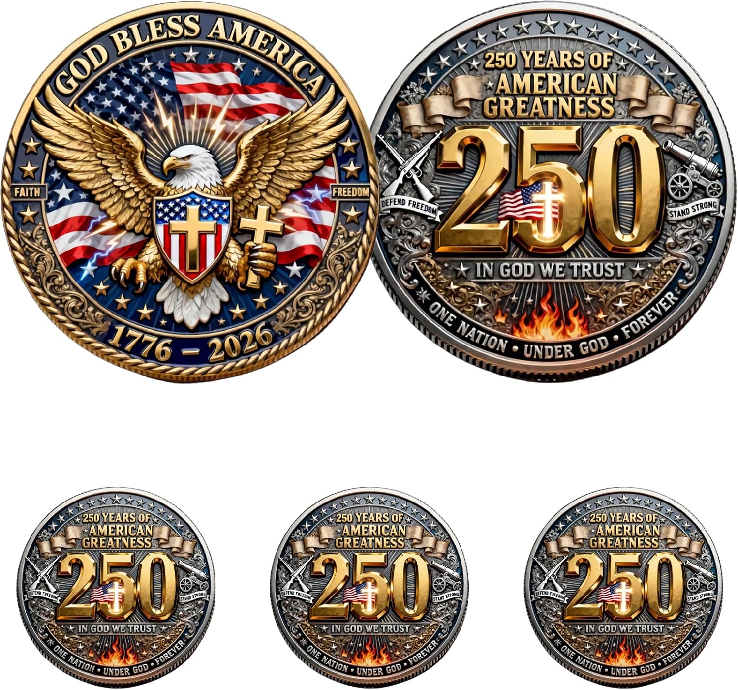 God Bless America 250 Years of American Greatness Coin, America 250th Anniversary Commemorative Coin, Us 250th Anniversary 1776–2026 Patriotic Coin, Patriotic Keepsake 250th Anniversary Coin (1 PCS)