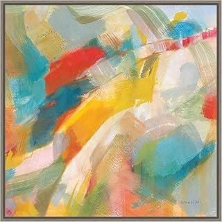 Framed Canvas Wall Art 22x22 Folds of Color Bright Crop by Danhui Nai, Framed Wall Art Canvas, Abstract Artwork, Country Rustic Decor, Medium Poster Painting for Living Room, Bedroom,