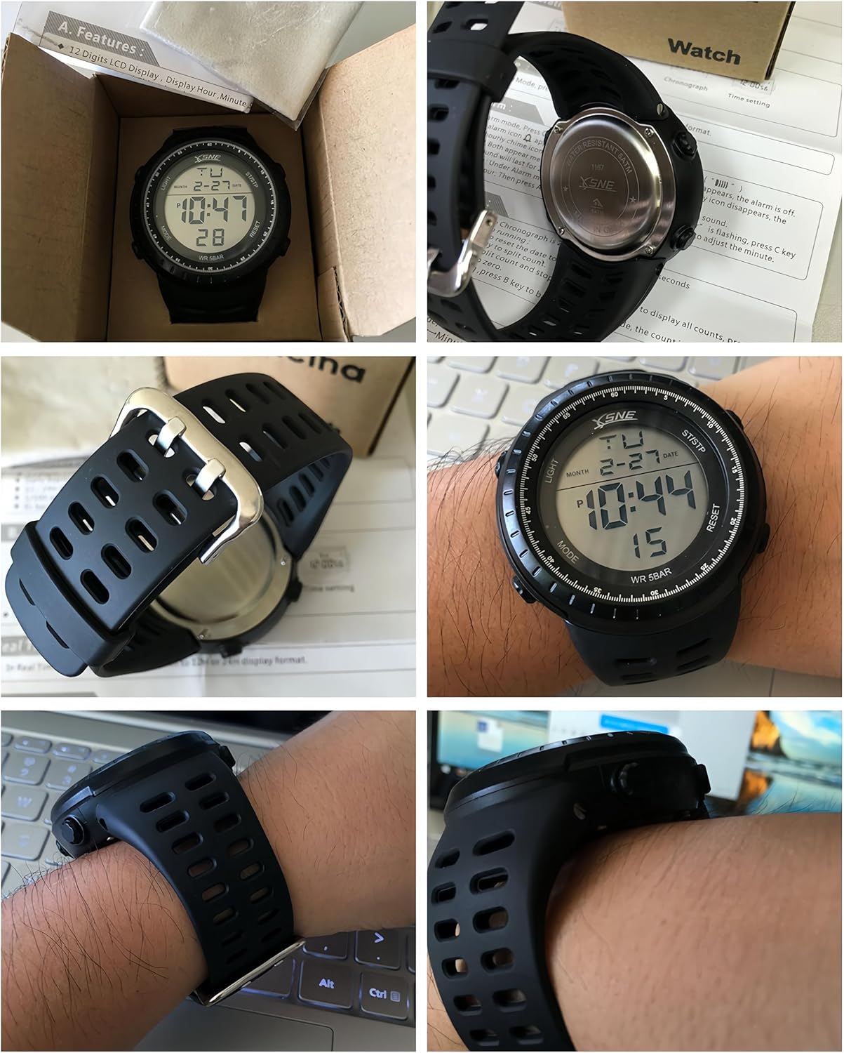 SNE Mens Digital Watch Sports Military Watches Waterproof Outdoor Chronograph Wrist Watches for Men with LED Back Ligh/Alarm/Date Simple Watch 1167 - Image 6