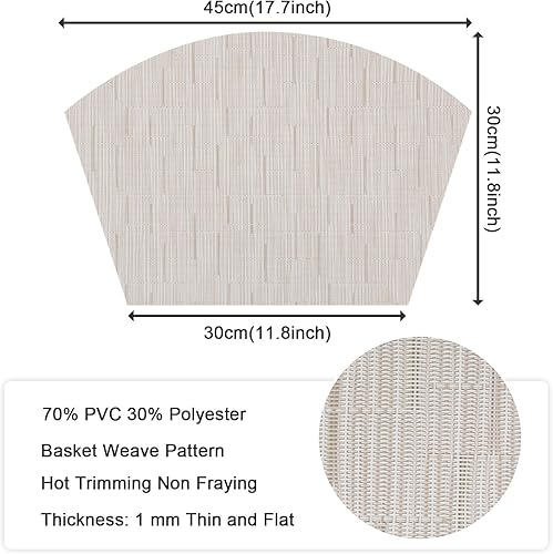 Miniatura 132 de SHACOS - Manteles individuales de PVC para mesas redondas, manteles individuales con curvatura, antideslizantes, resistentes al calor, de vinilo,