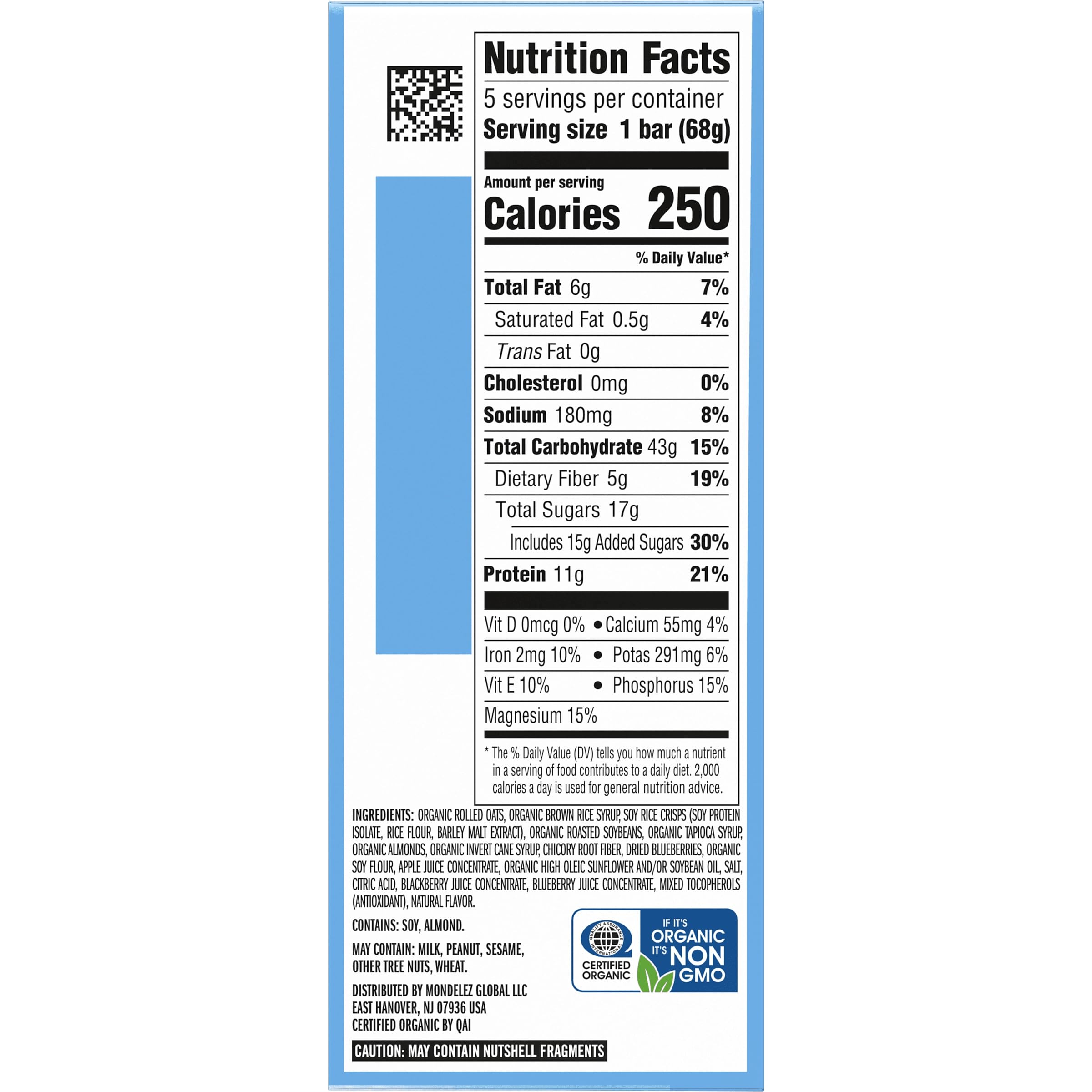 CLIF BAR - Energy Protein Bars - Blueberry Almond Crisp - Made with Organic Oats - Energy Bars - Non-GMO - (5 Pack) — Amazon image 3