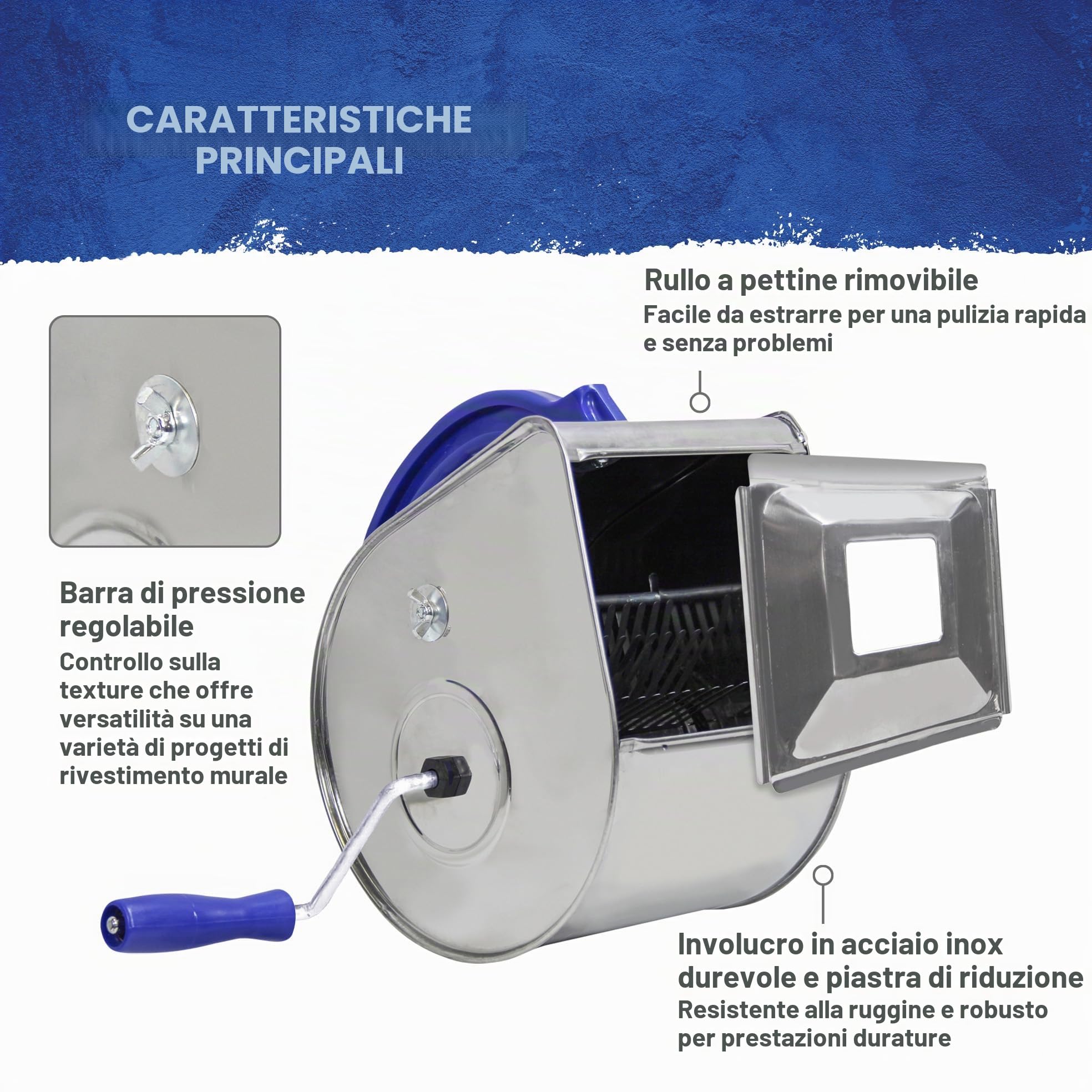 Faithfull Tyrolean Flicker Machine - Spruzzatore manuale in acciaio inox per rivestimenti murali interni ed esterni