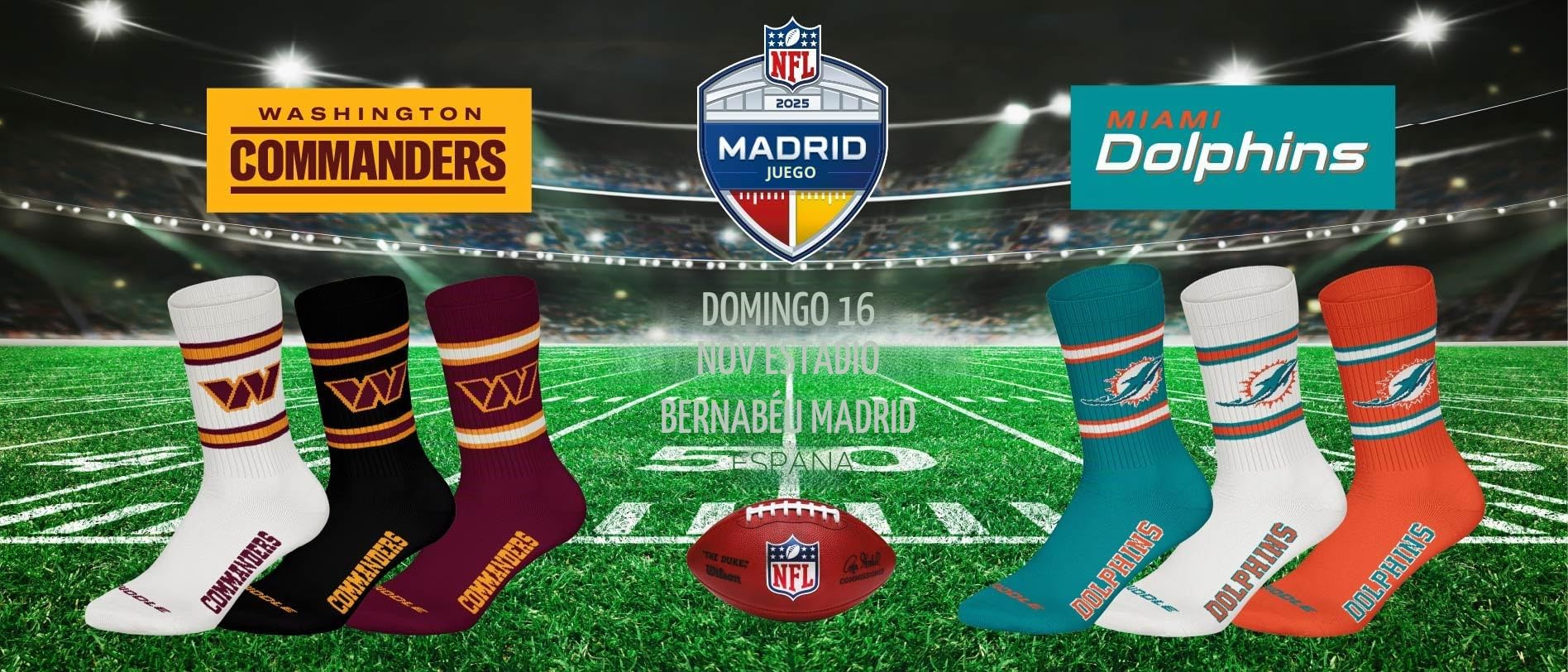 NFL Miami Dolphins 3pk Crew Socks Calcetines Unisex adulto (Pack de 3)