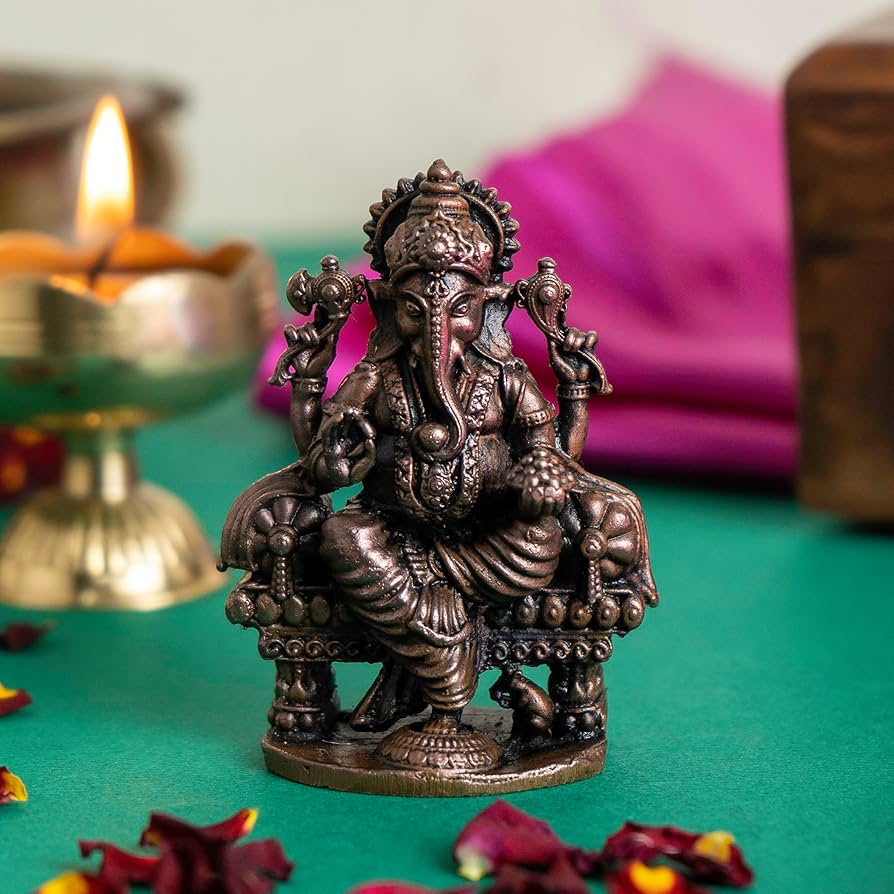 古銅の置物 Buy Bhimonee Decor | Copper Handmade Darbar Ganesha 2.5 Inches