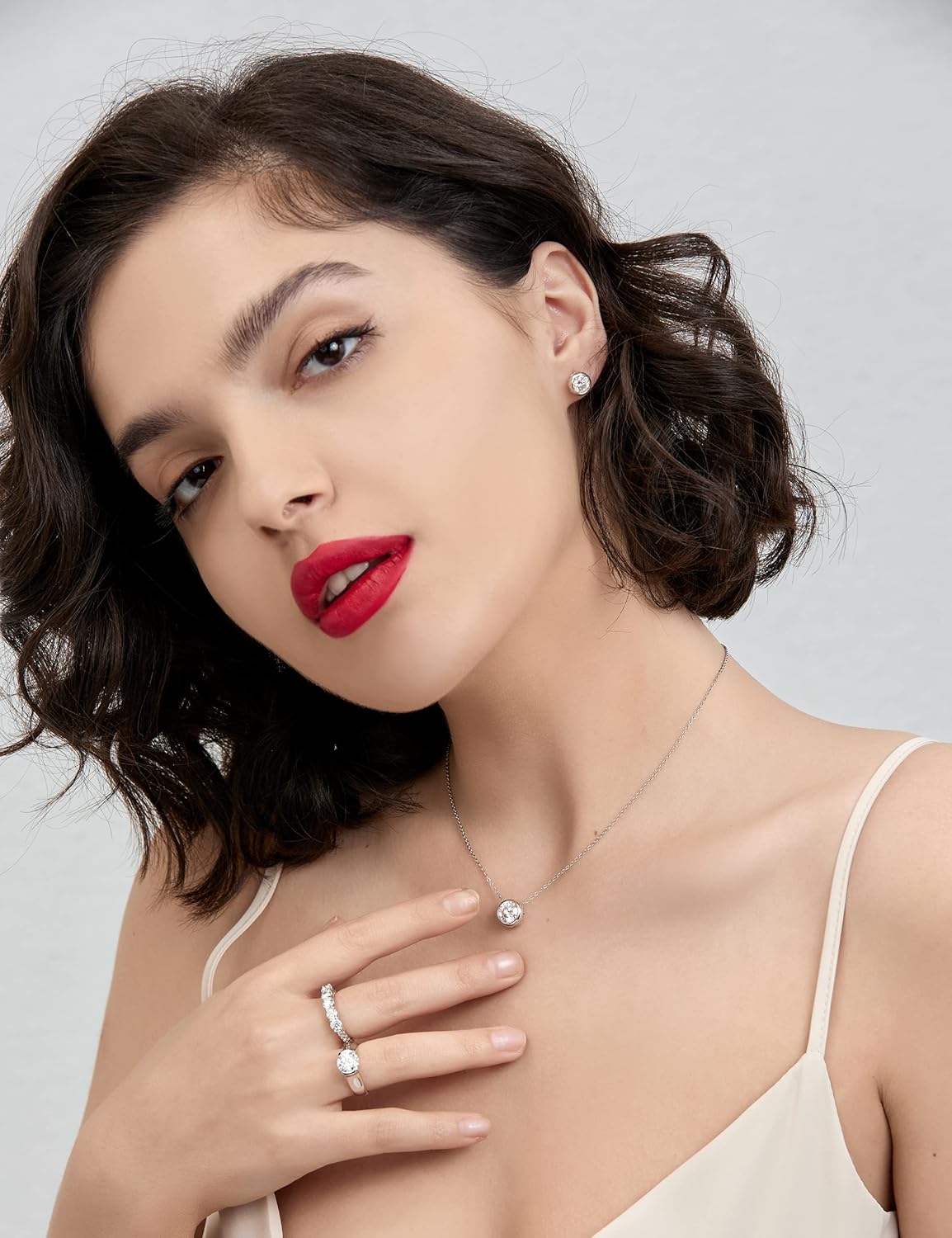 CannyCat 3 Carat Moissanite Half Bezel Set Promise Ring for Women Platinum-Plated Silver D color VVS 9 mm Moissanite Tension Solitaire Engagement Band - Image 7