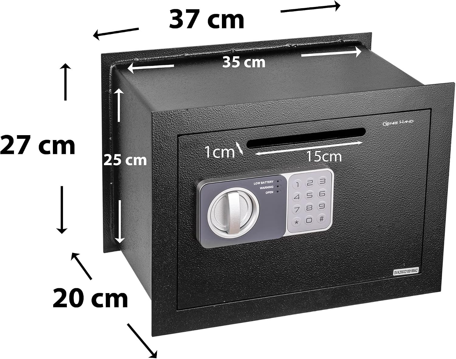Genie Hand – Time Delay Safe, Anti Robbery Safe Box, Timed Controlled Opening – B-Class Lock – Anti Bounce Technology - Emergency Opening Keys (Wall – Depository)