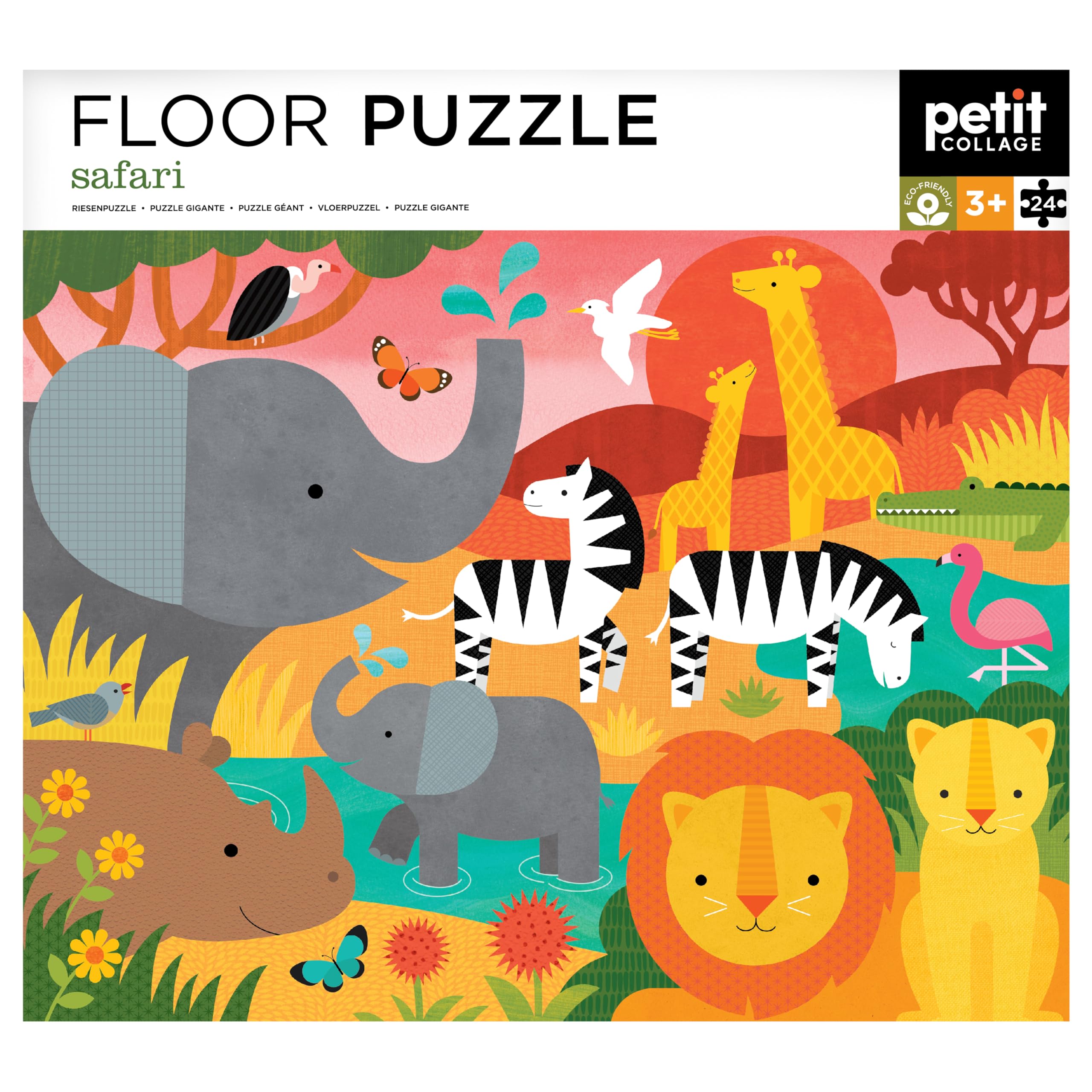 Petit Collage Floor Puzzle, Safari, 24-Pieces - Large Puzzle for Kids, Completed Safari Puzzle Measures 18" x 24" - Makes a Great Gift Idea for Ages 3+ and Animal Lovers - Image 6