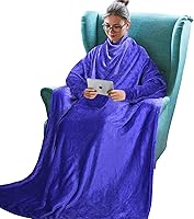 Vista 14 de Tirrinia Manta portátil para adultos, manta acogedora con mangas, manta completa para leer, manta acogedora para ver la televisión, idea de regalo