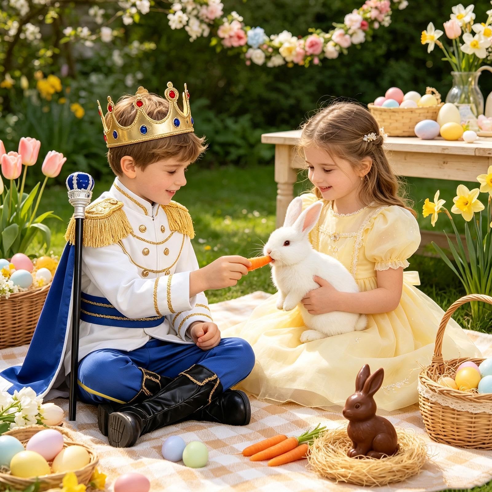 Costume da Re per Bambini Costume Reale Halloween a 7 Pezzi con Corona | Tenute di Ruolo per Ragazzi Per Bambini in Celebrazione di Carnevale, Palco e Foto, Evento Festivo