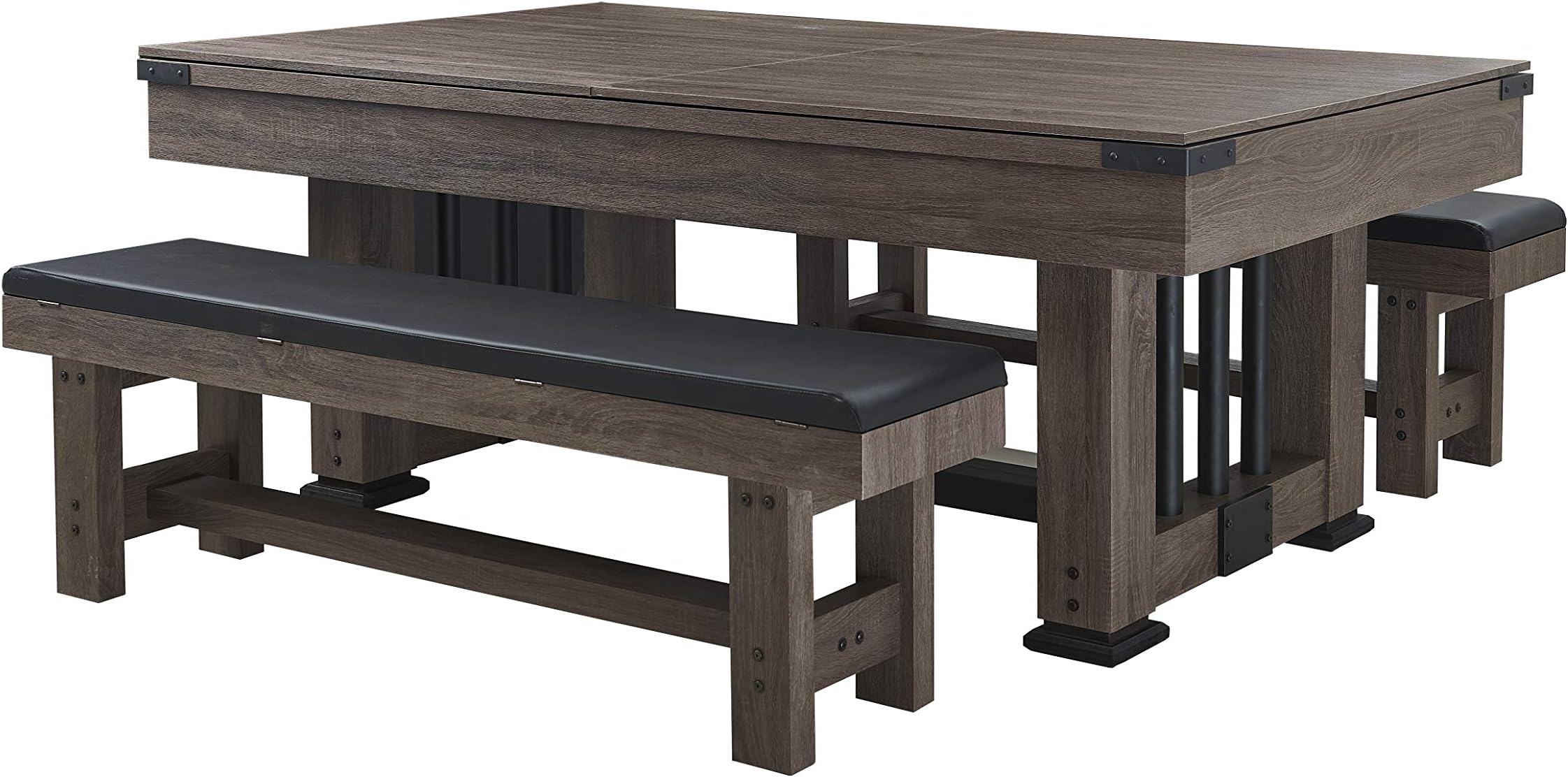Danville 7 ft Combination Table with Dinning, Billiards, Table Tennis, Dual Storage Bench Seating