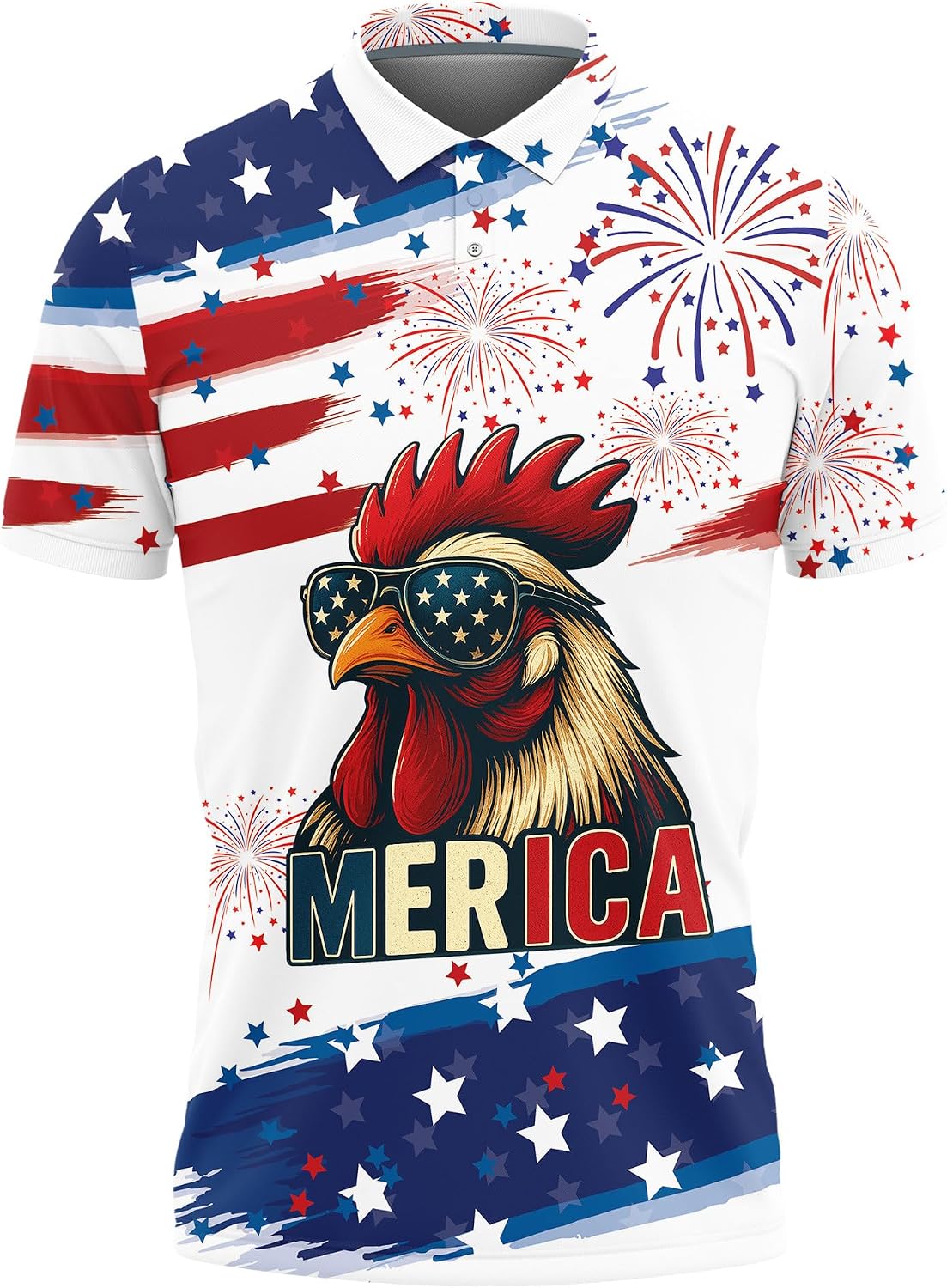 Funny Animals Polo Shirts for Men | Men's Golf Shirt - 4th of July Men's Polo Shirts Short Sleeve Series 144